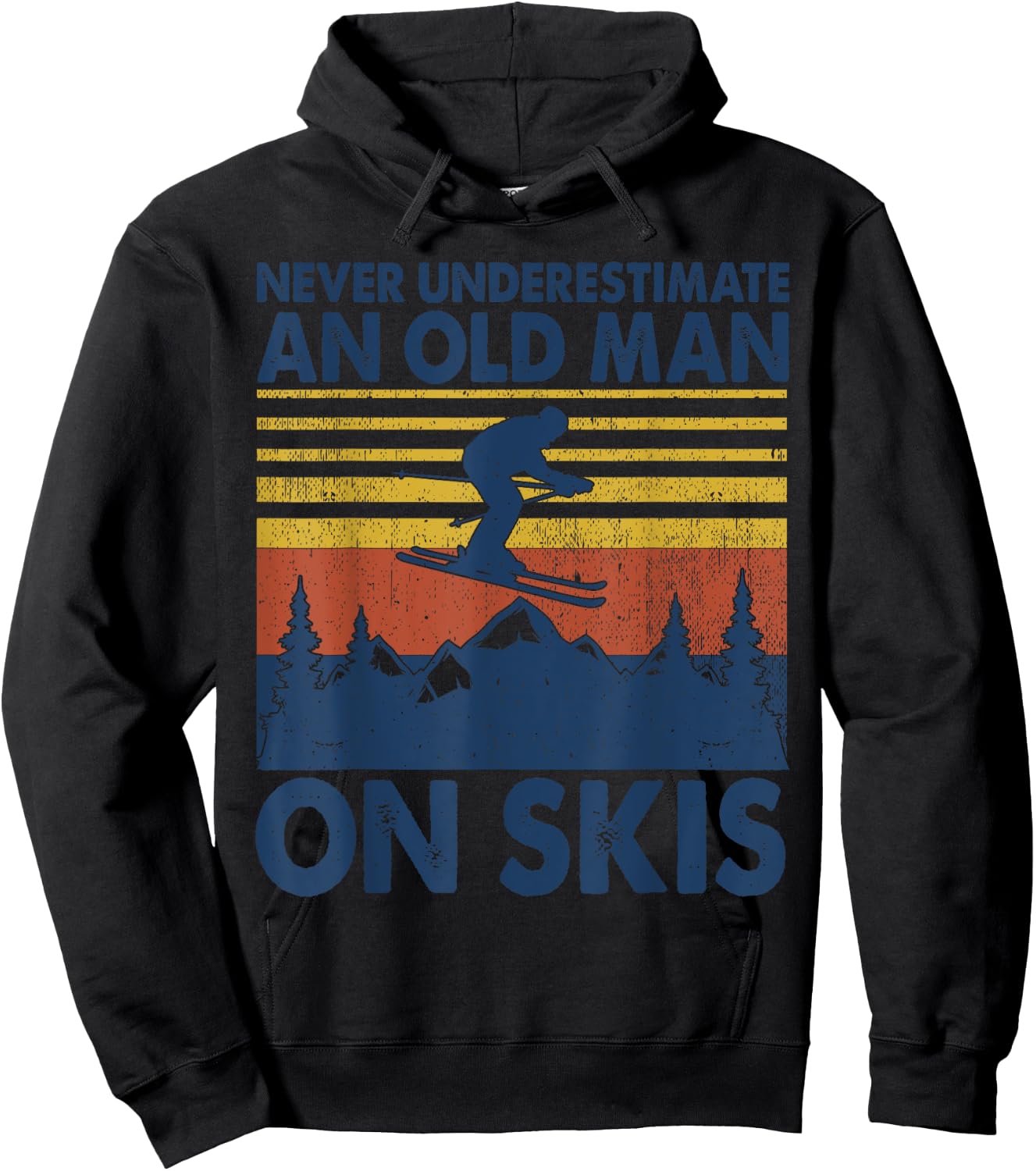 Never Underestimate An Old Man On Skis Funny Winter Sports Hoodie - Hoodie | Black