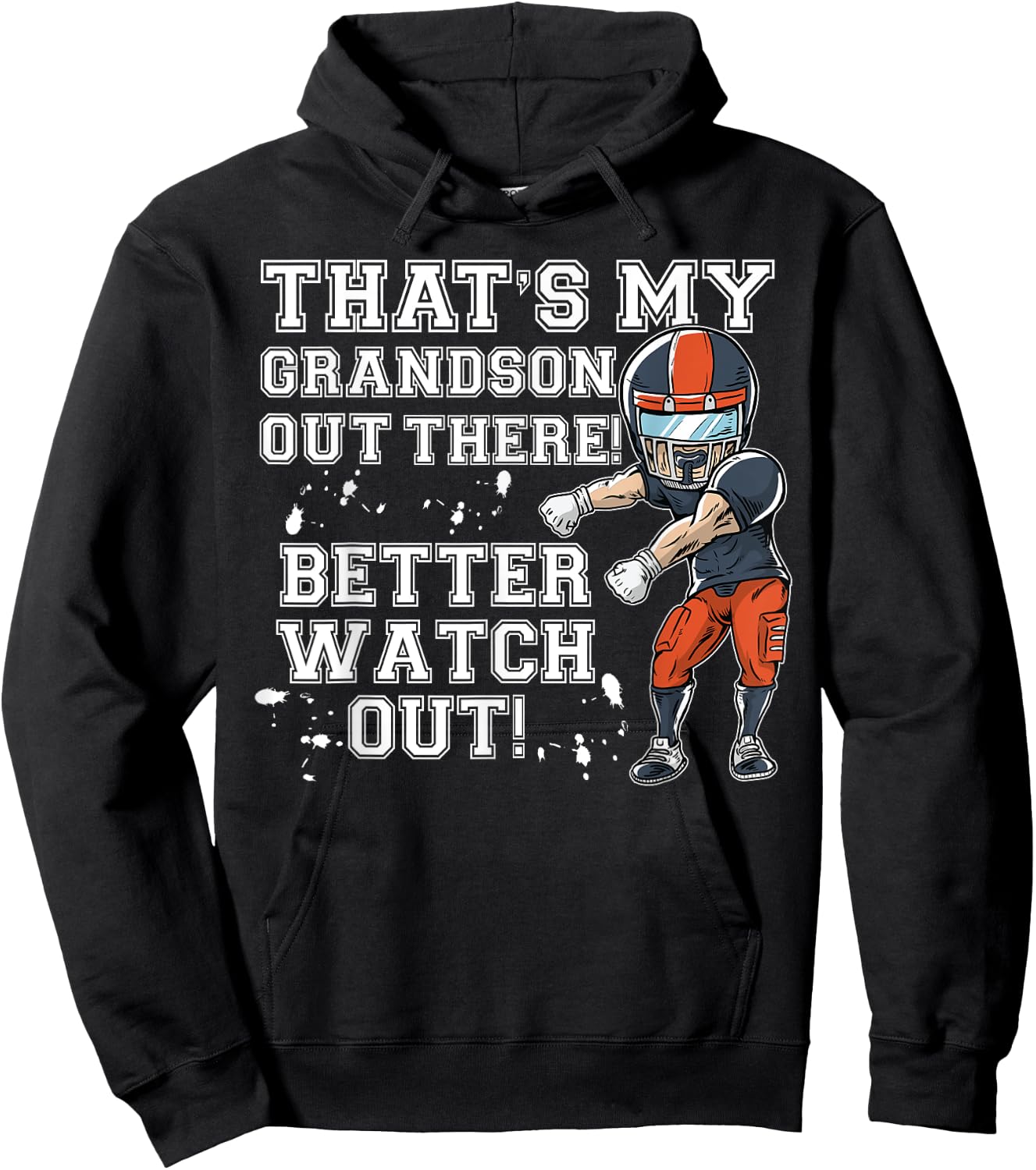 That's My Grandson Out There Orange Football Grandma Hoodie - Hoodie | Black