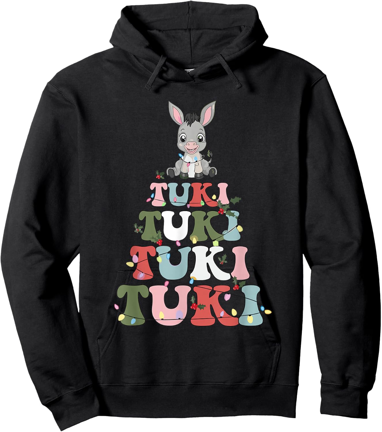Tuki Donkey Mexican Christmas Tree Donkey Lover Xmas Latino Hoodie - Hoodie | Black