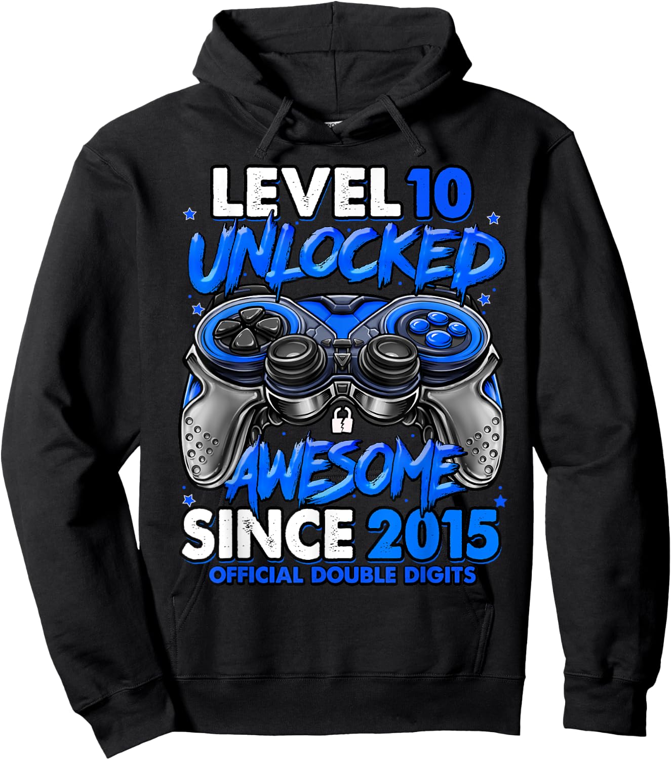 Level 10 Unlocked Awesome Since 2015 10th Birthday Gaming Hoodie - Hoodie | Black