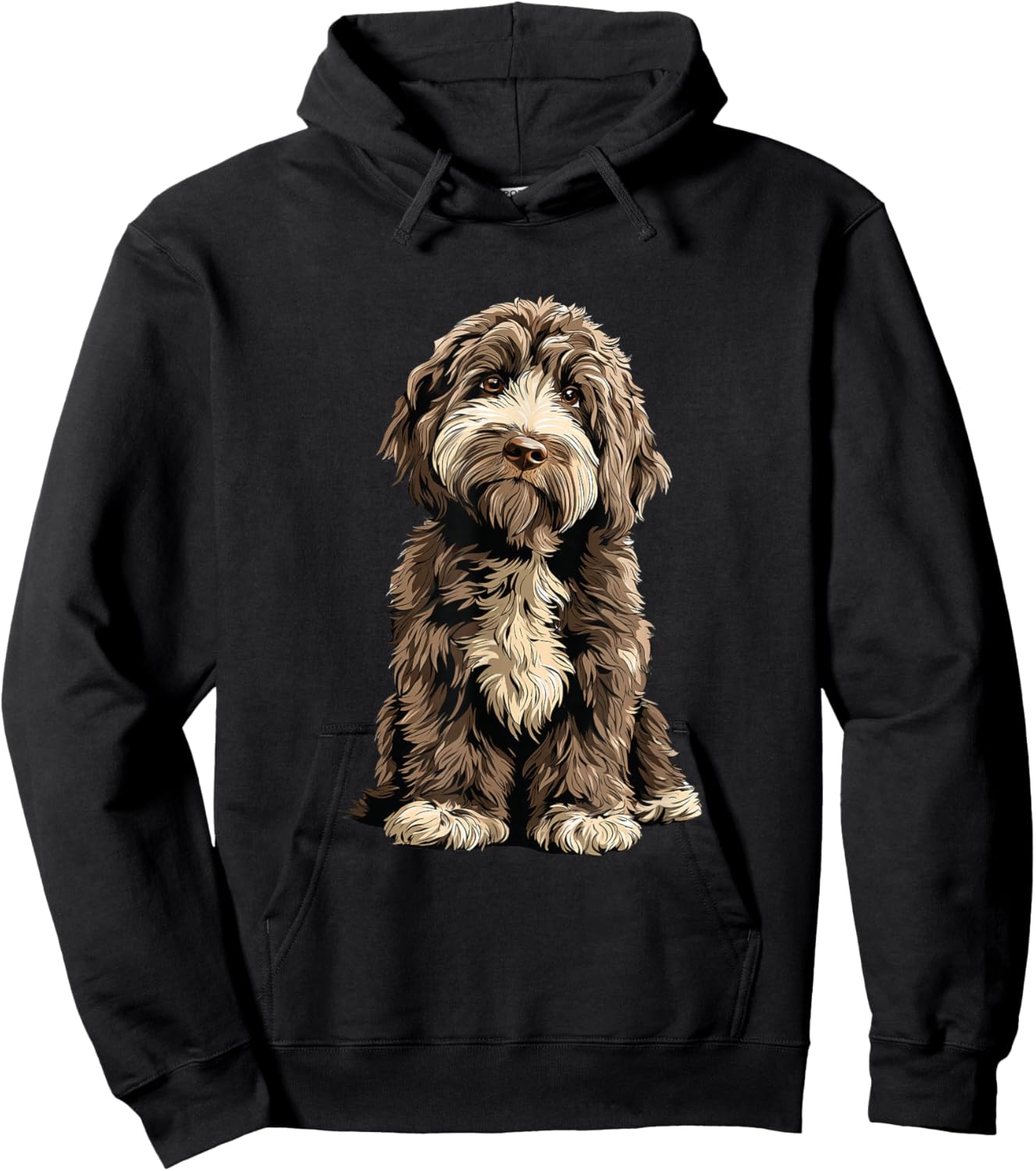 Chocolate Merle Cockapoo Dog Illustration Hoodie - Hoodie | Black