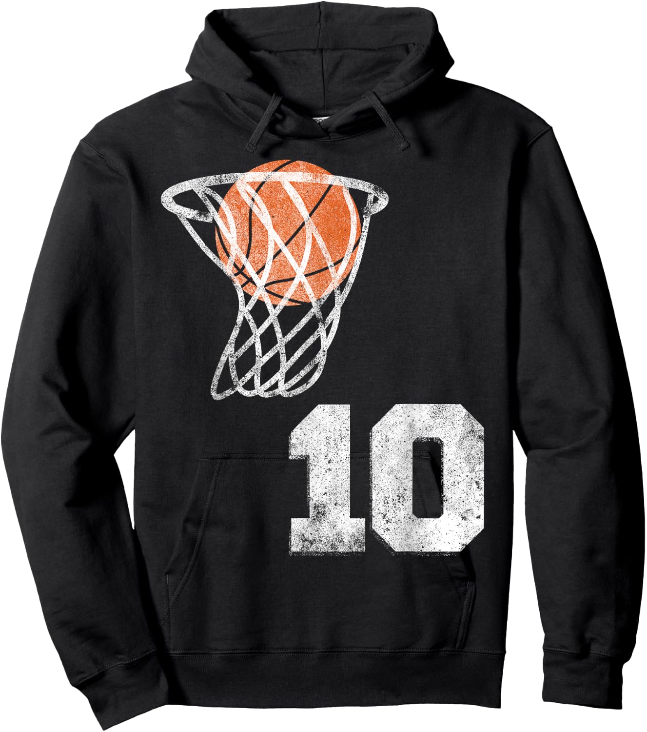 Vintage Basketball Jersey Number 10 Player Number Hoodie - Hoodie | Black