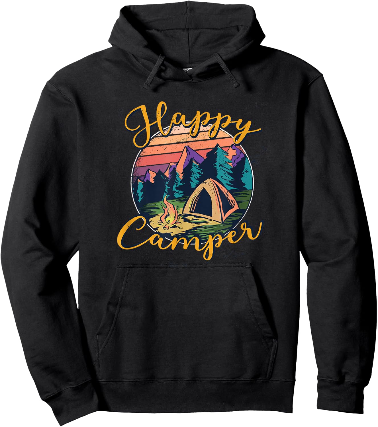 Happy Camper Birthday Party Gift Camping Fan Kids Women Men Hoodie - Hoodie | Black