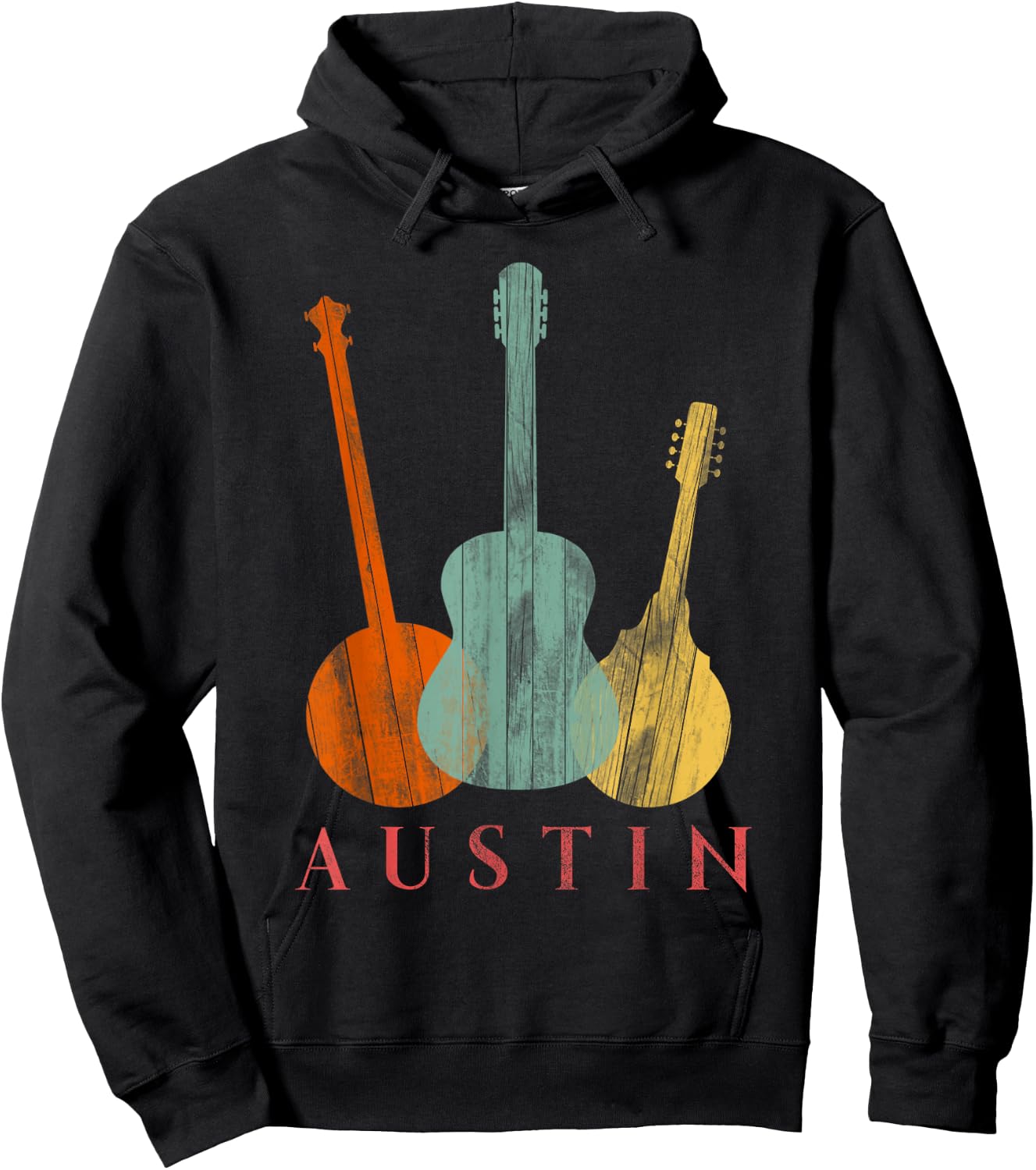 Austin Texas - Distressed Music Small Hoodie - Hoodie | Black