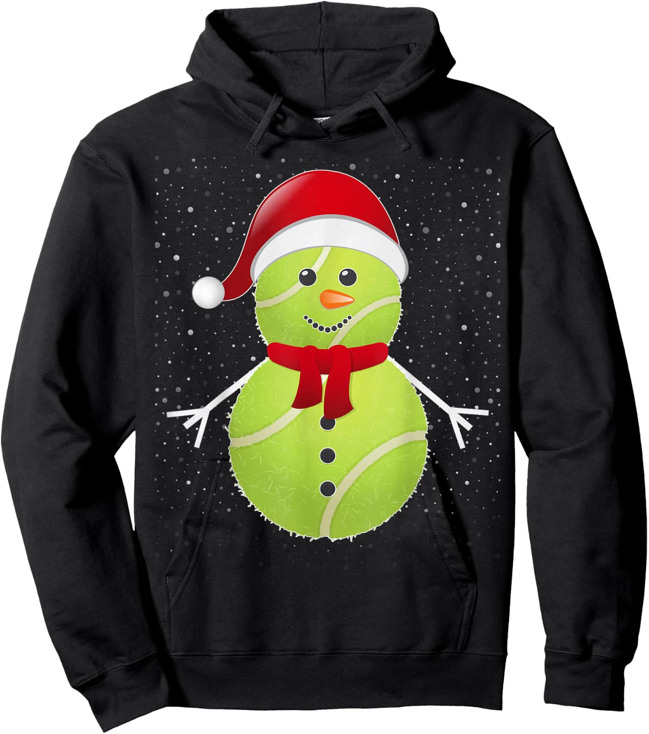 Tennis Ball Snowman Santa Hoodie - Hoodie | Black