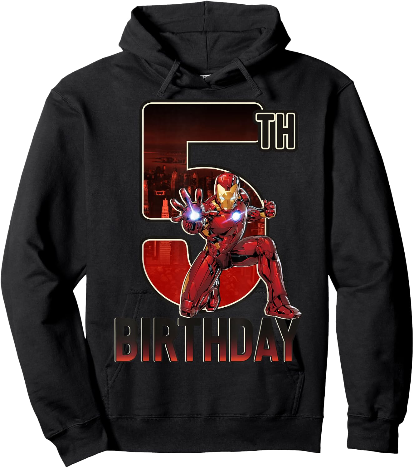 Marvel Iron Man 5th Birthday Action Pose Graphic Hoodie - Hoodie | Black