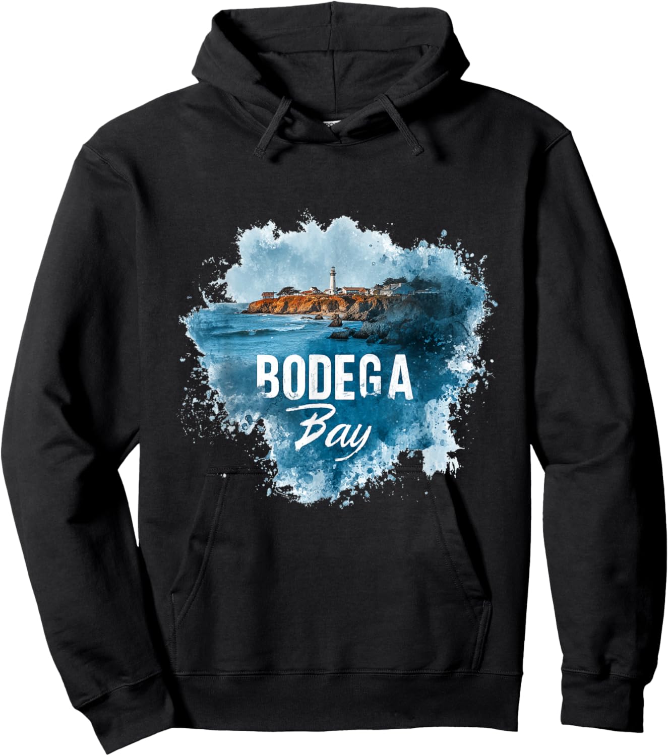 Bodega Bay California Vintage Retro Distressed Beach Hoodie - Hoodie | Black