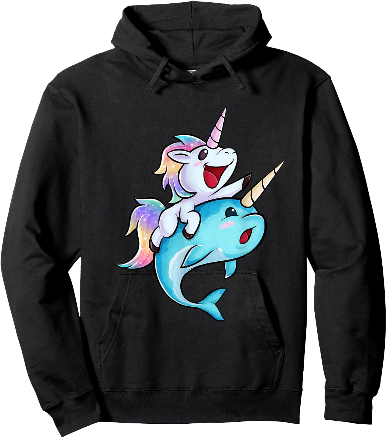 Unicorn Riding A Narwhal Hoodie - Hoodie | Black