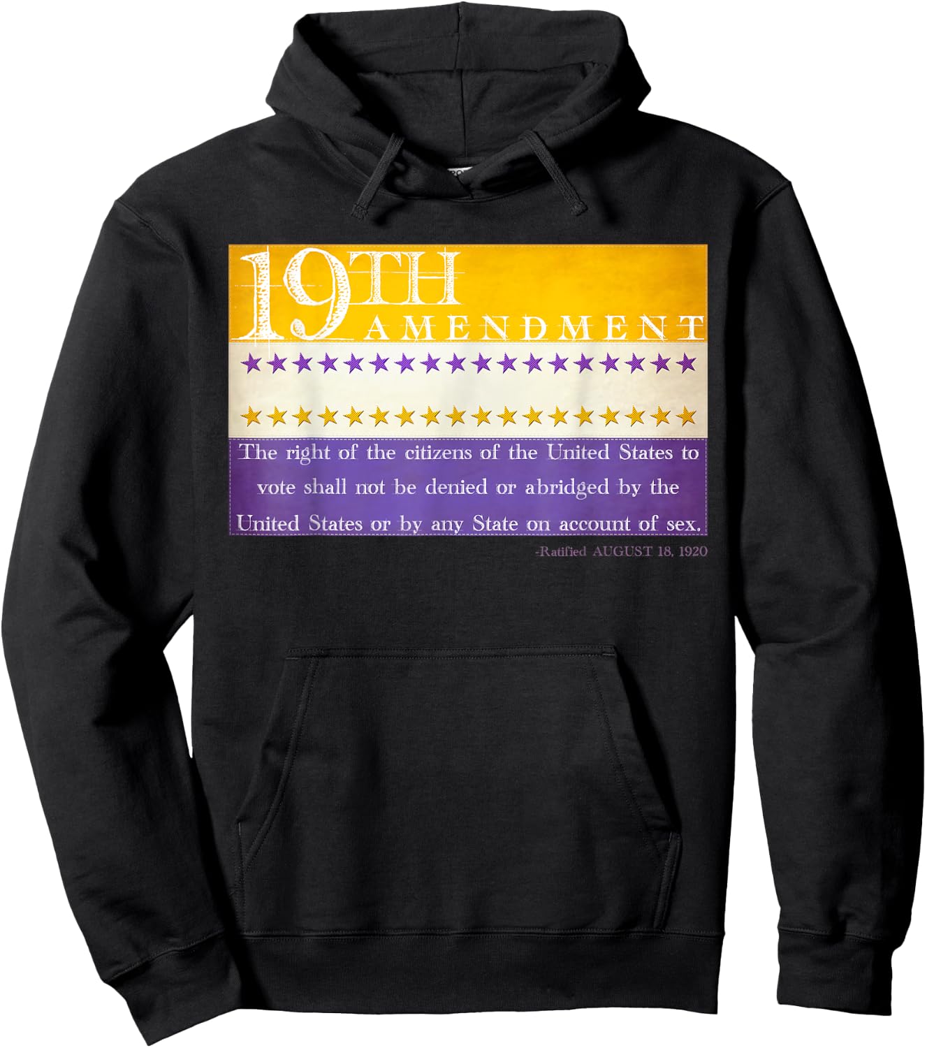 Vintage 19th Amendment Suffrage Victory Flag Centennial Text Hoodie - Hoodie | Black