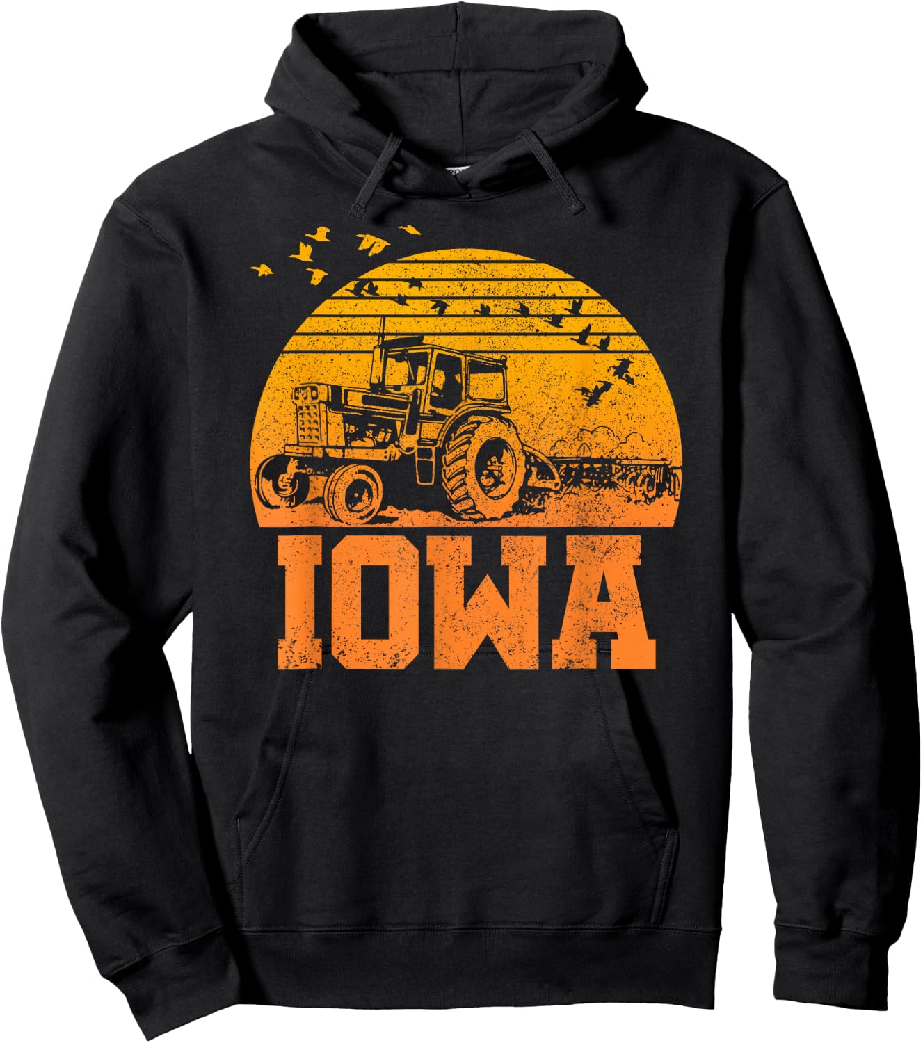 Iowa - Vintage Retro Tractor Farmer Shirt Gift Hoodie - Hoodie | Black