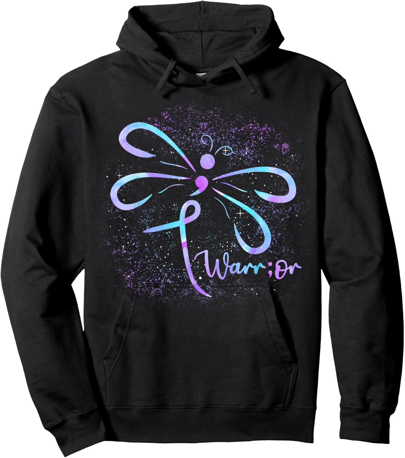 Suicide Awareness Semicolon Dragonfly Mental Health Hoodie - Hoodie | Black