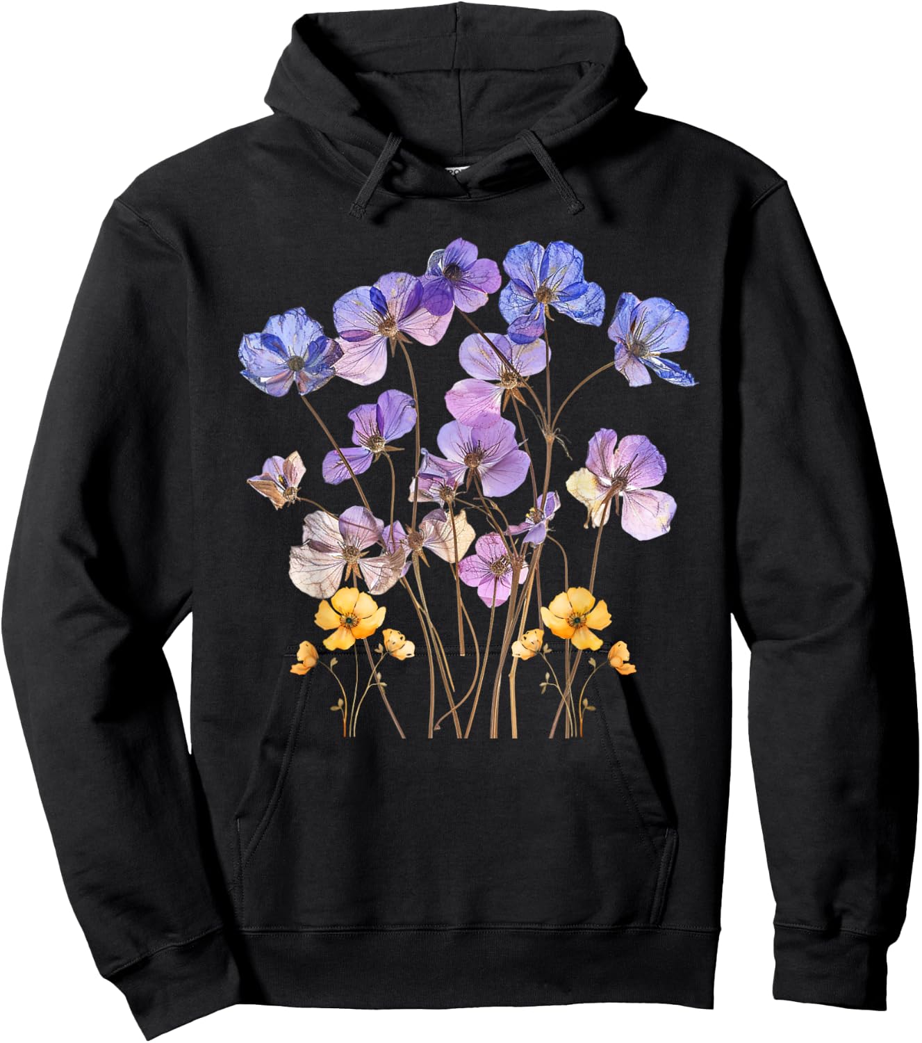 Vintage Flower Graphic Wildflower Floral Gardening Hoodie - Hoodie | Black