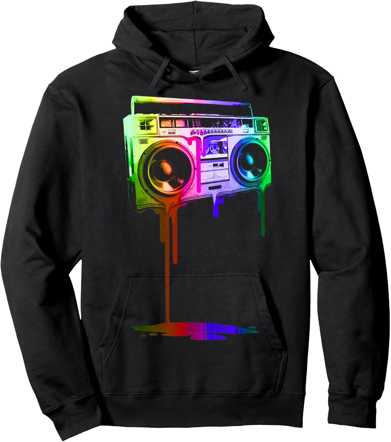 Melting Boombox in Digital Rainbow Colors Hoodie - Hoodie | Black