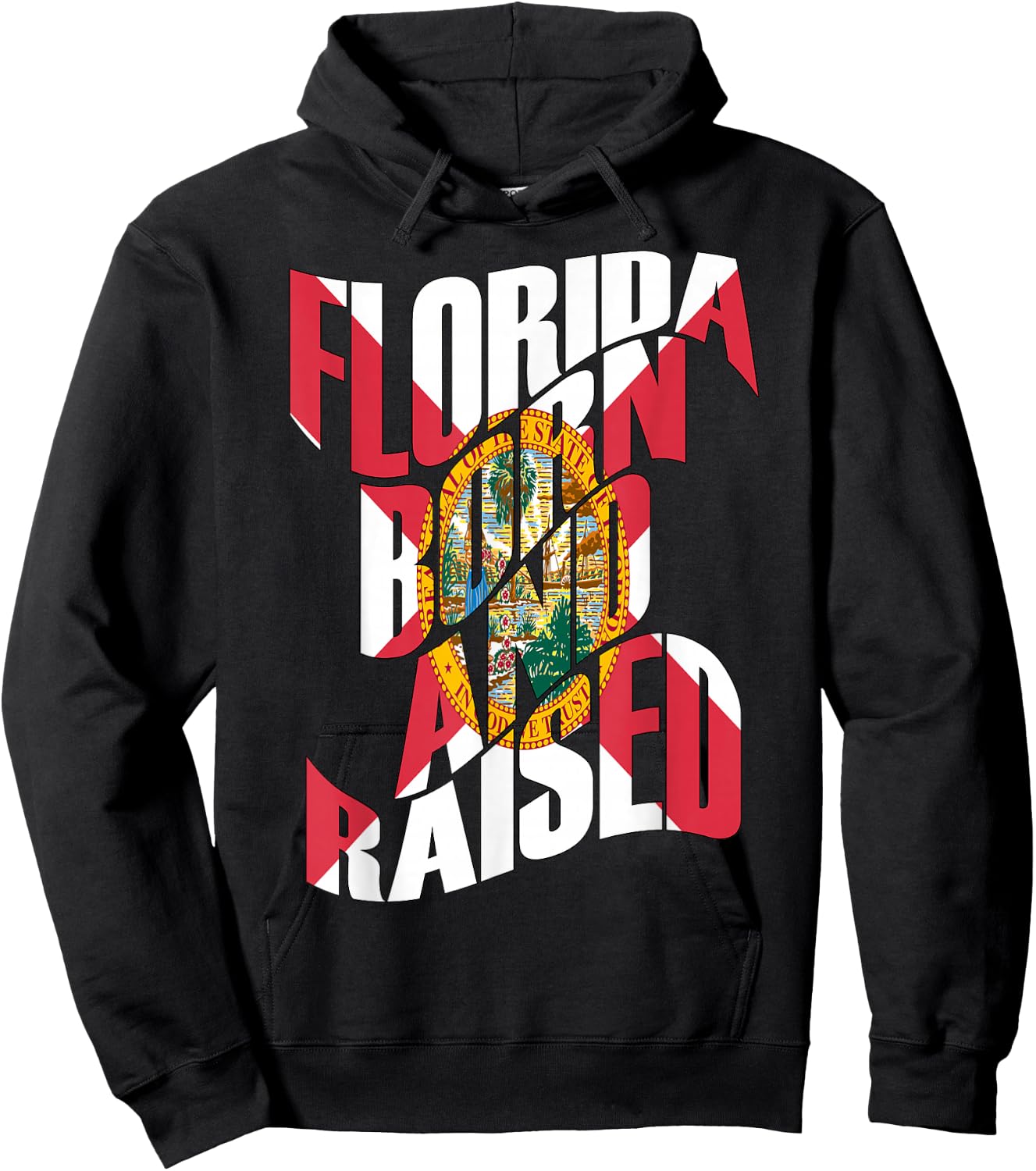 Florida Born and Raised Florida State Flag Hoodie - Hoodie | Black