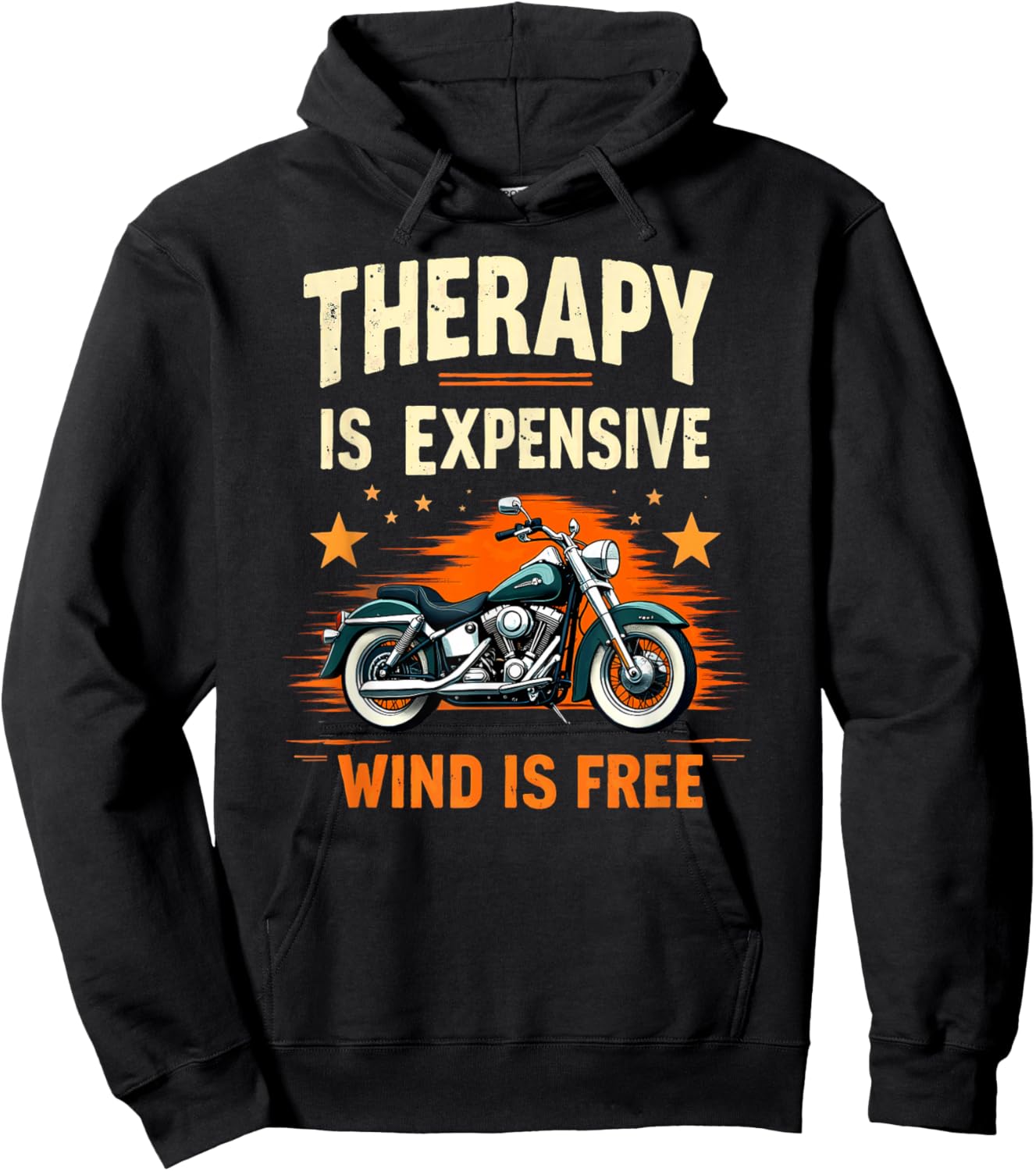 Motorcycle Rider Therapy is Expensive Wind is Free Hoodie - Hoodie | Black
