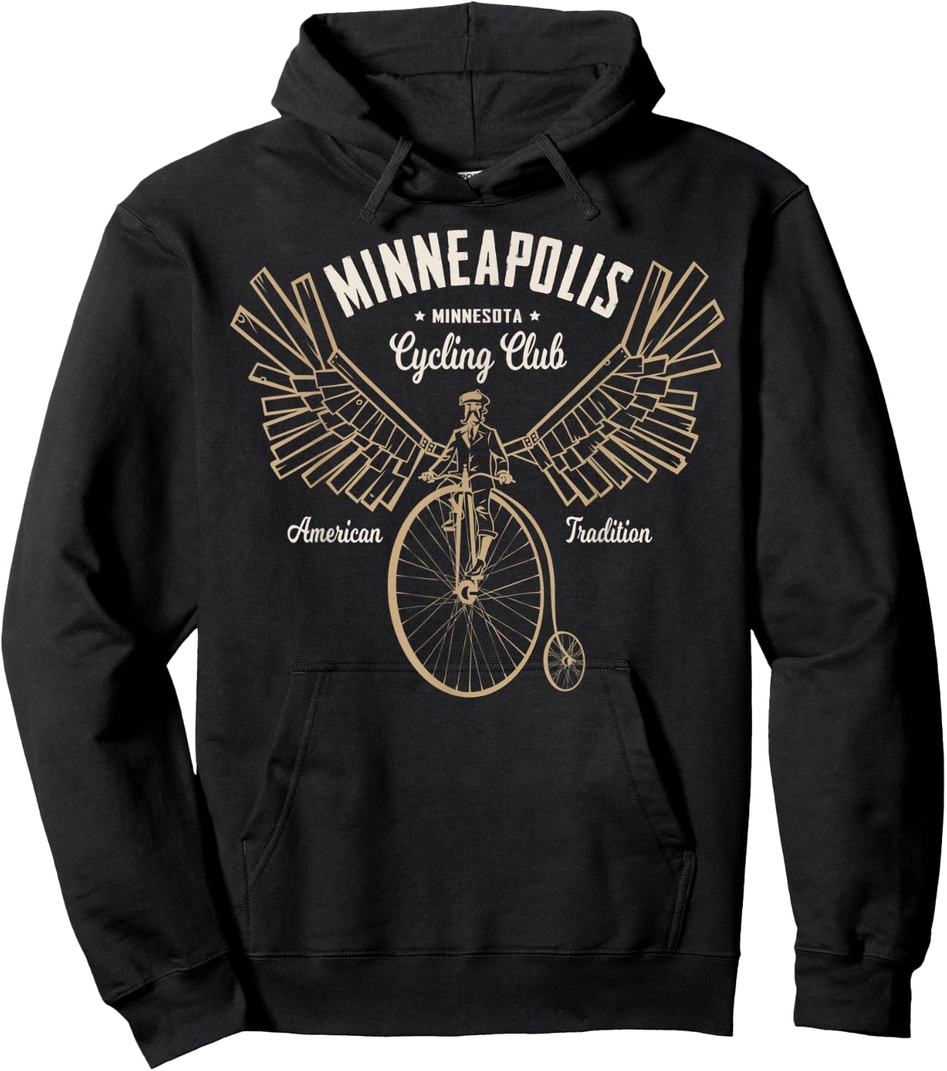 Minneapolis Cycling - Flying Steampunk Bicycle Hoodie - Hoodie | Black