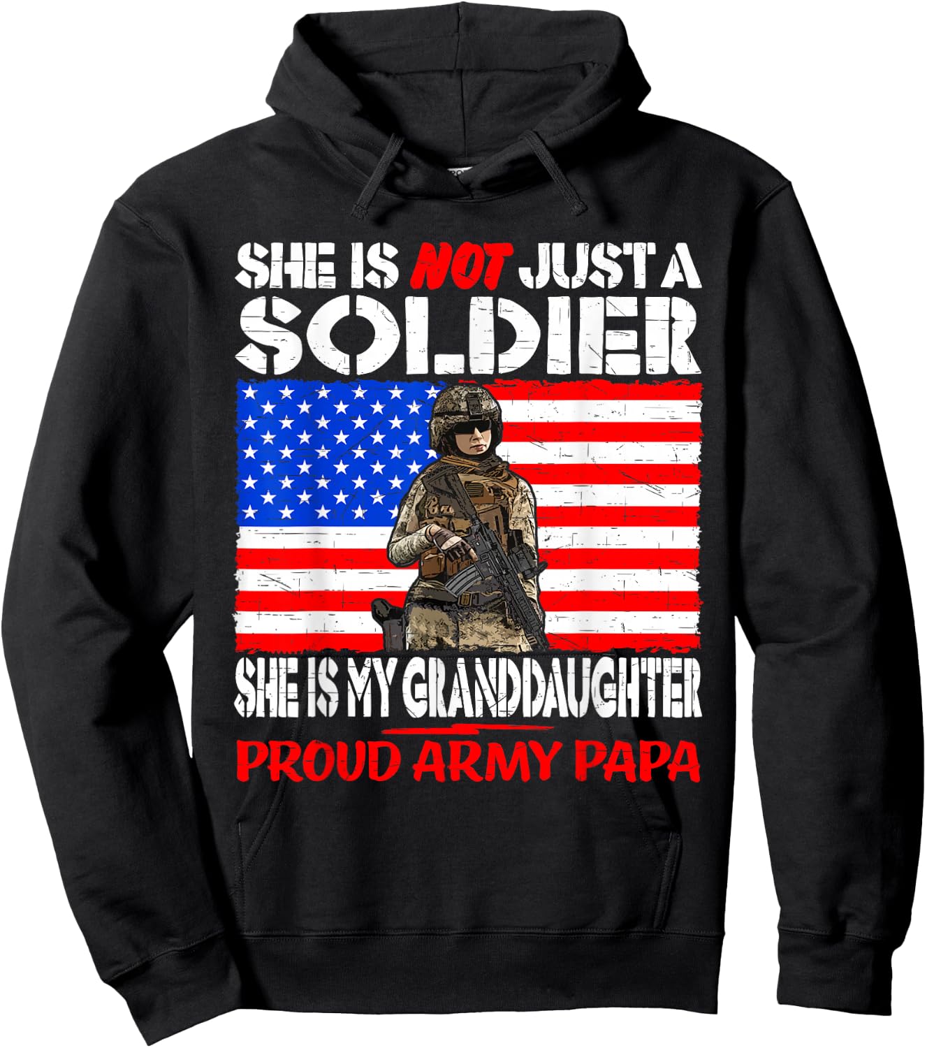 My Granddaughter Is A Soldier Proud Army Papa Military Gift Hoodie - Hoodie | Black
