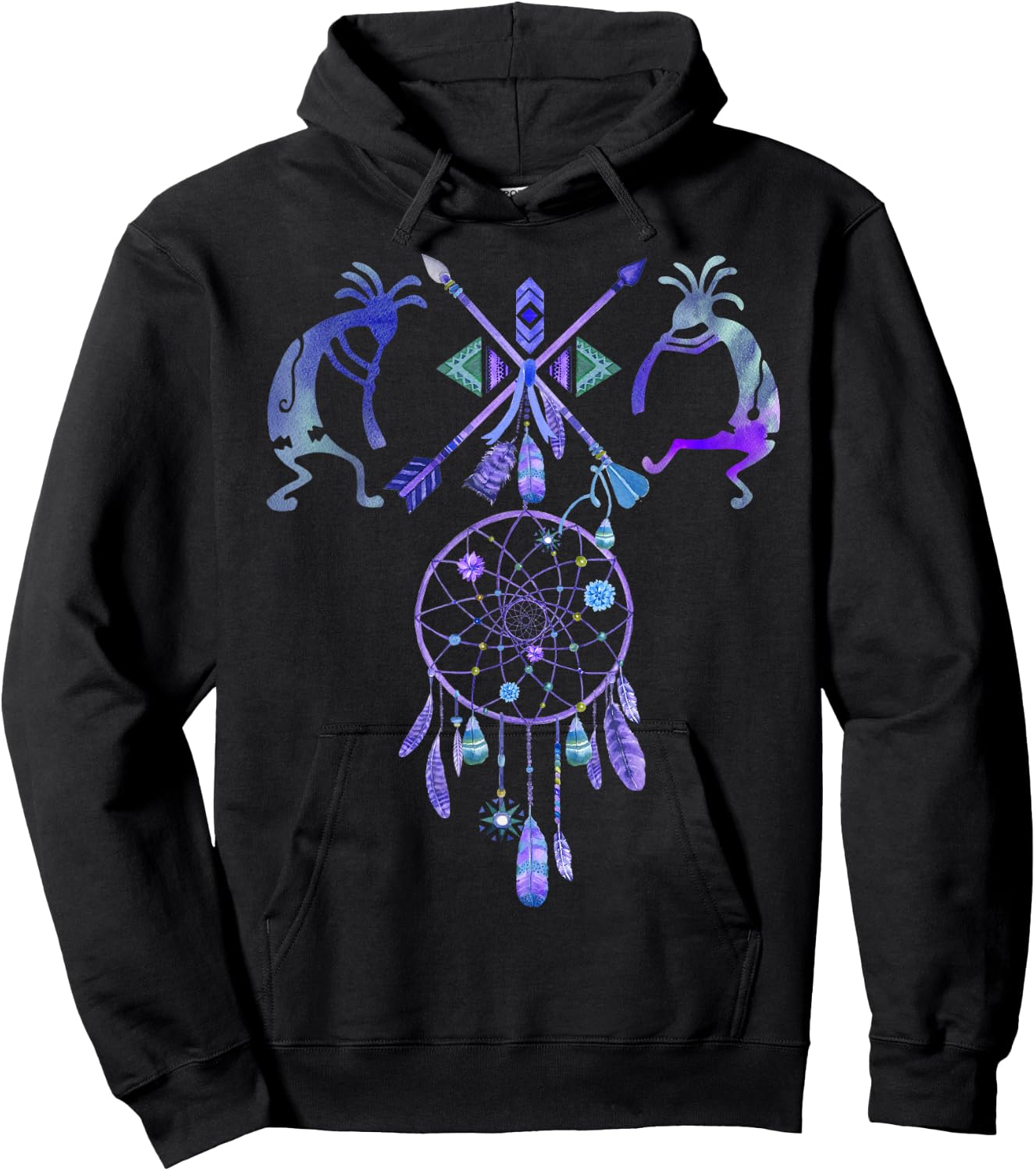 Kokopelli - Native American Folklore Elements II Fun Hoodie - Hoodie | Black
