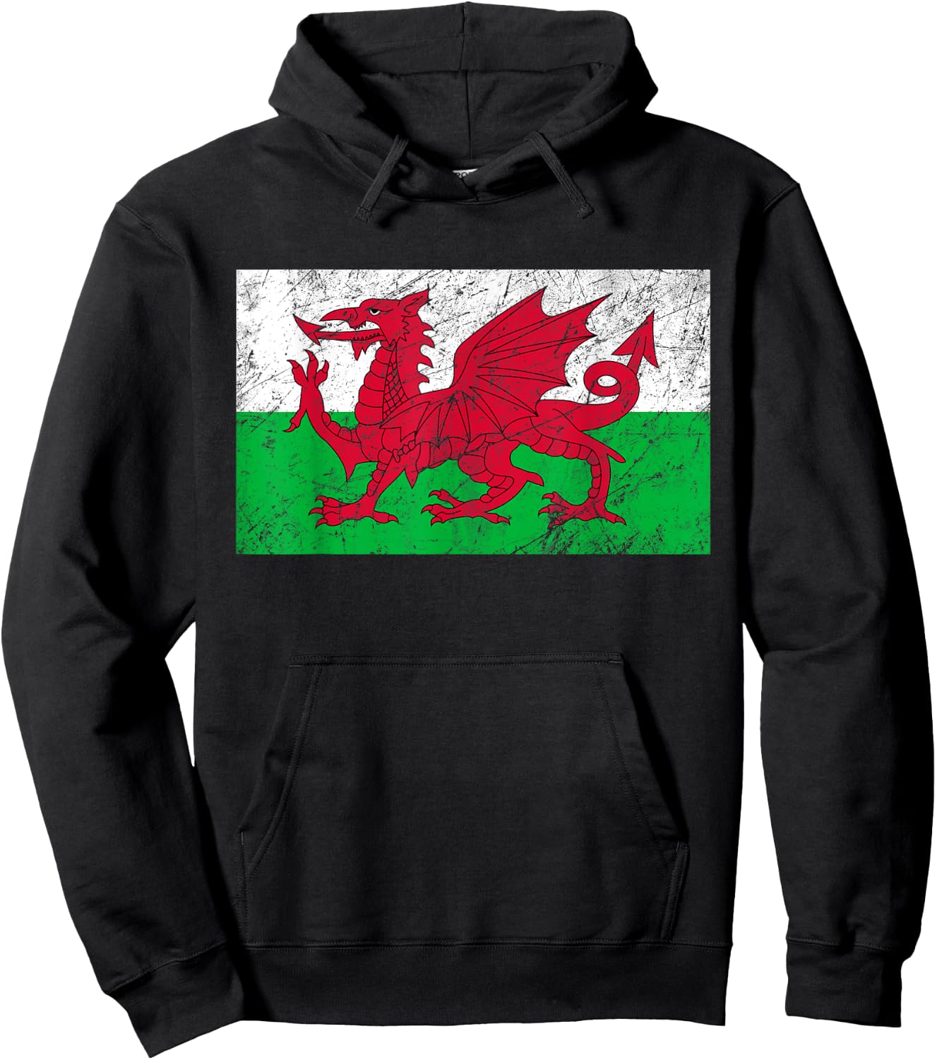 Wales Dragon Flag Welsh Retro Cymru Medieval Hoodie - Hoodie | Black
