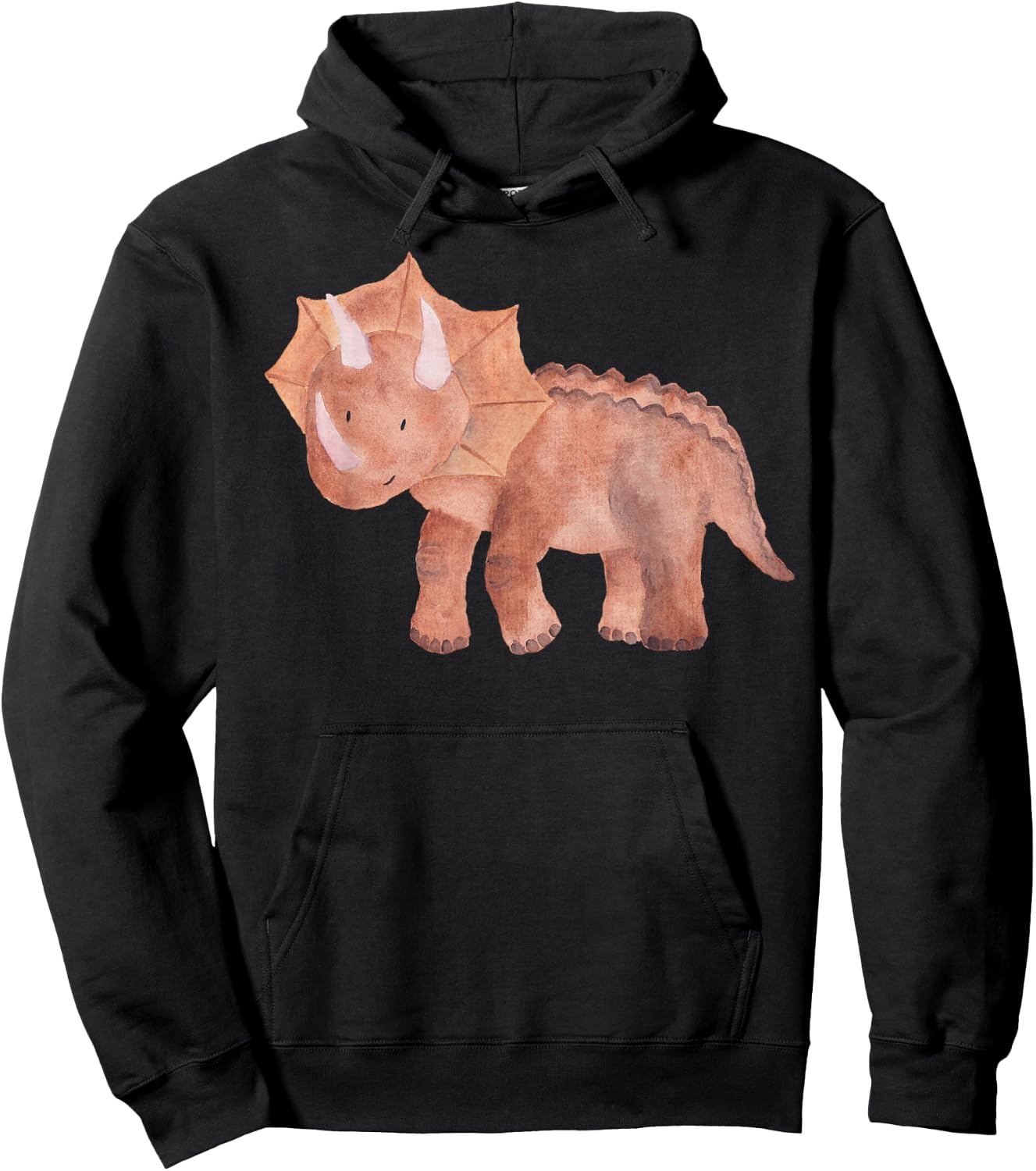 Cute Watercolor Triceratops | Unique Dinosaur & Gift Hoodie - Hoodie | Black