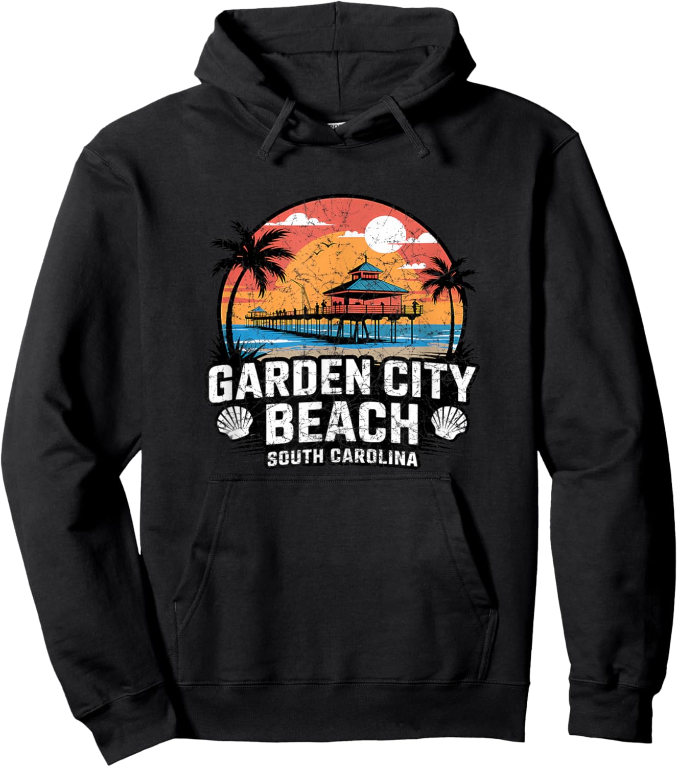 Vintage Garden City South Carolina Hoodie - Hoodie | Black