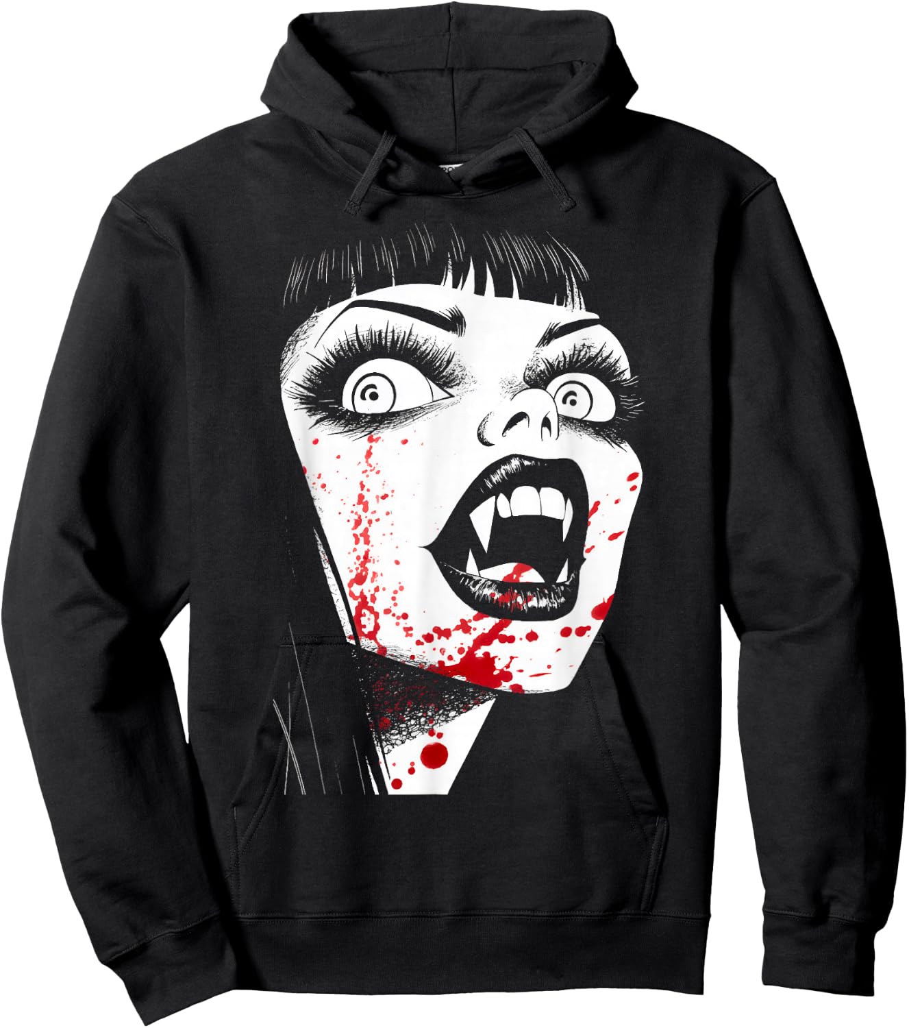 Vampish Vampiress Bares Her Fangs Hoodie - Hoodie | Black