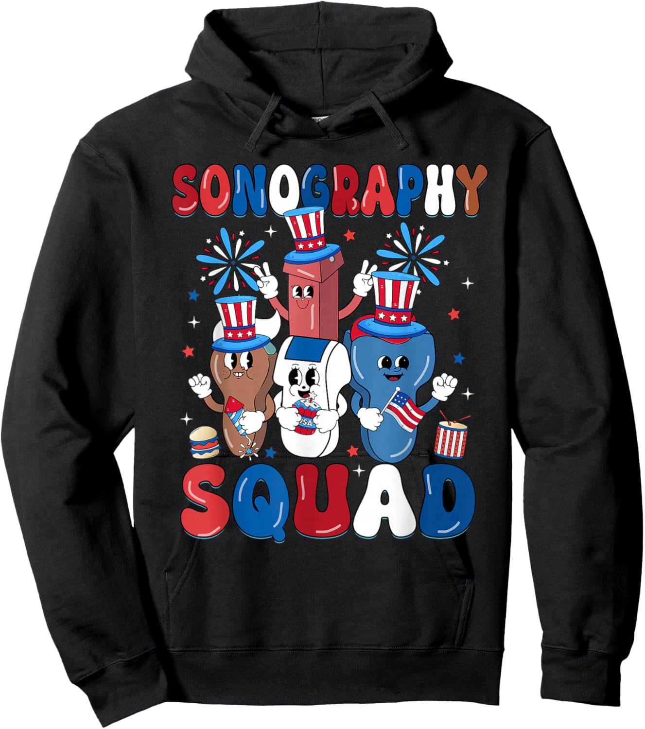 Funny Sonography Squad Independence Day Sonographer Hoodie - Hoodie | Black