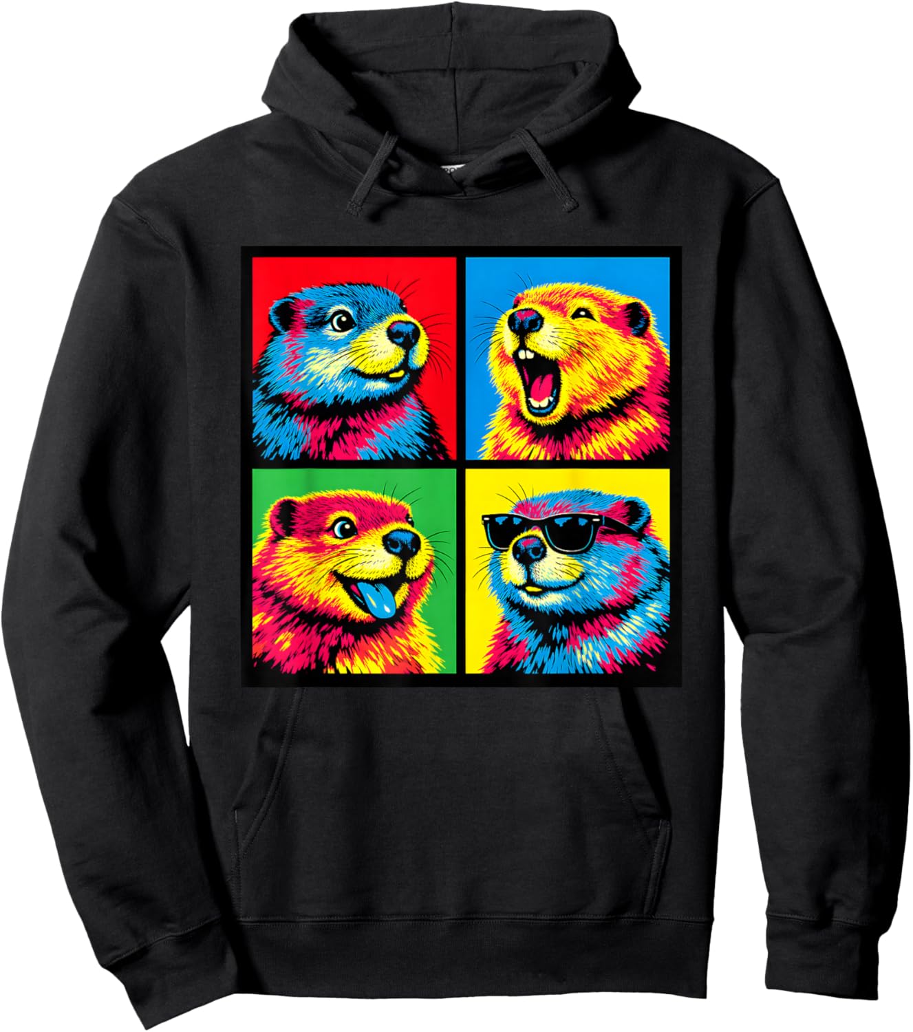 Cute Beaver for Boys Men Kids Women Girls Art Plush Meme Hoodie - Hoodie | Black
