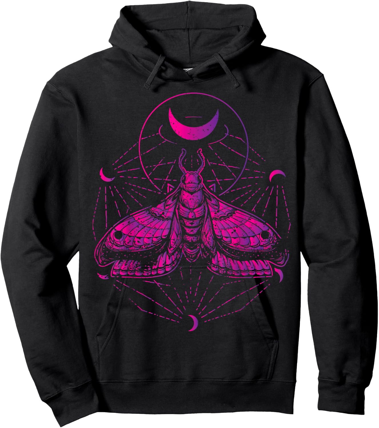 Goth Moth And Crescent Moon Creepy Gift Goths Hoodie - Hoodie | Black