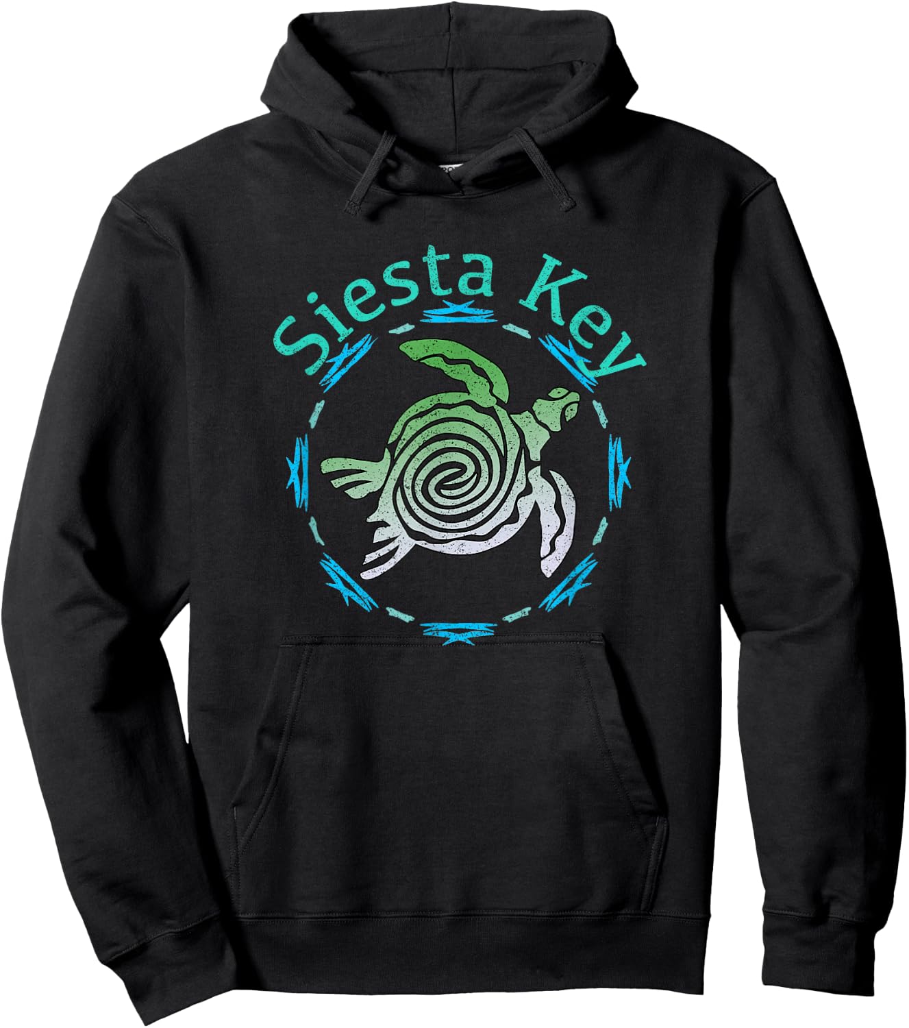 Siesta Key Vintage Tribal Turtle Gift Hoodie - Hoodie | Black