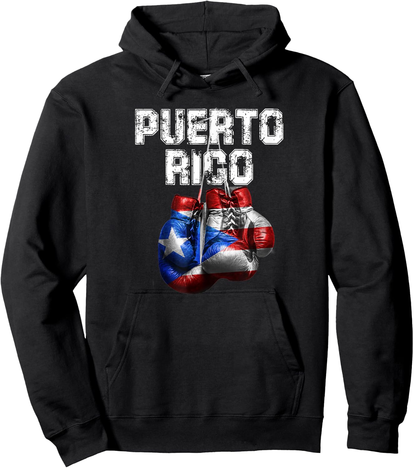 Puerto Rico Pride - Vintage Boxing Gloves Hoodie - Hoodie | Black