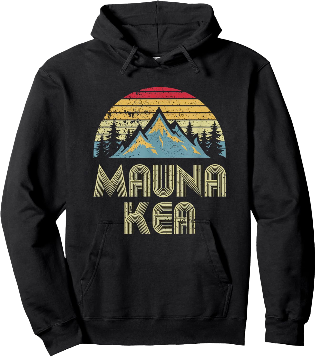 Vintage Mauna Kea Mountain Hawaii Hoodie - Hoodie | Black