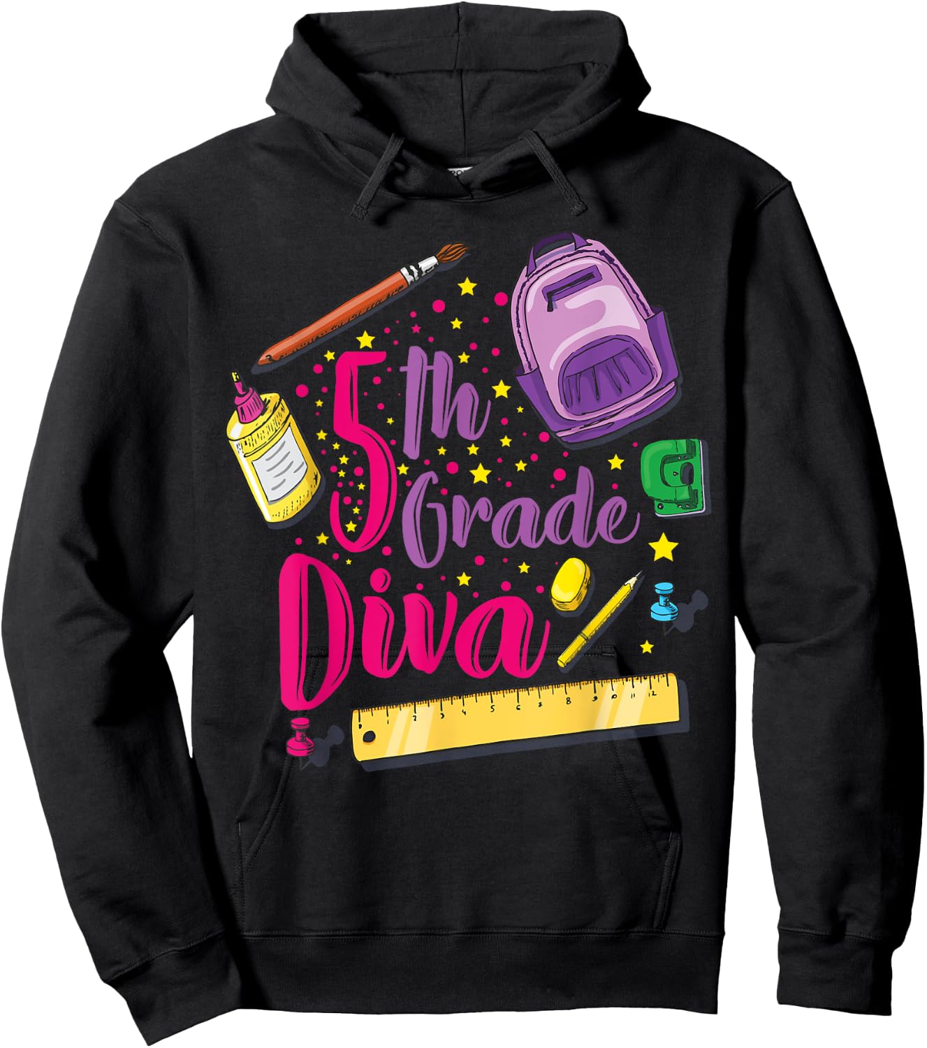 5th Grade Diva Shirt First Day of School Girl Clothes Gift Hoodie - Hoodie | Black