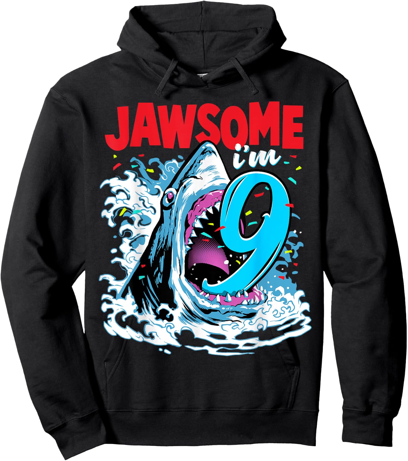 Kids 9th Birthday Shark 9 | Jawsome Nine Year Old Bday Gift Hoodie - Hoodie | Black