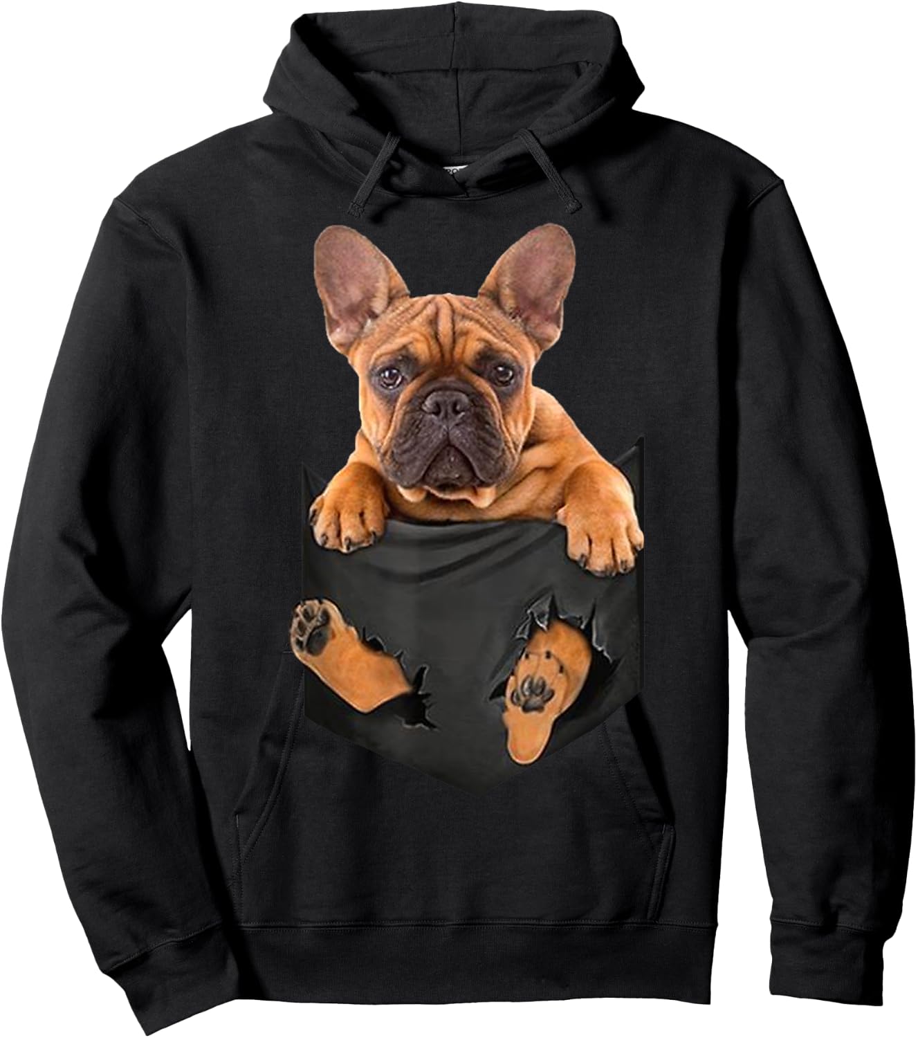 French Bulldog In a Pocket Mid T Shirt, Dog Inside Me Hoodie - Hoodie | Black