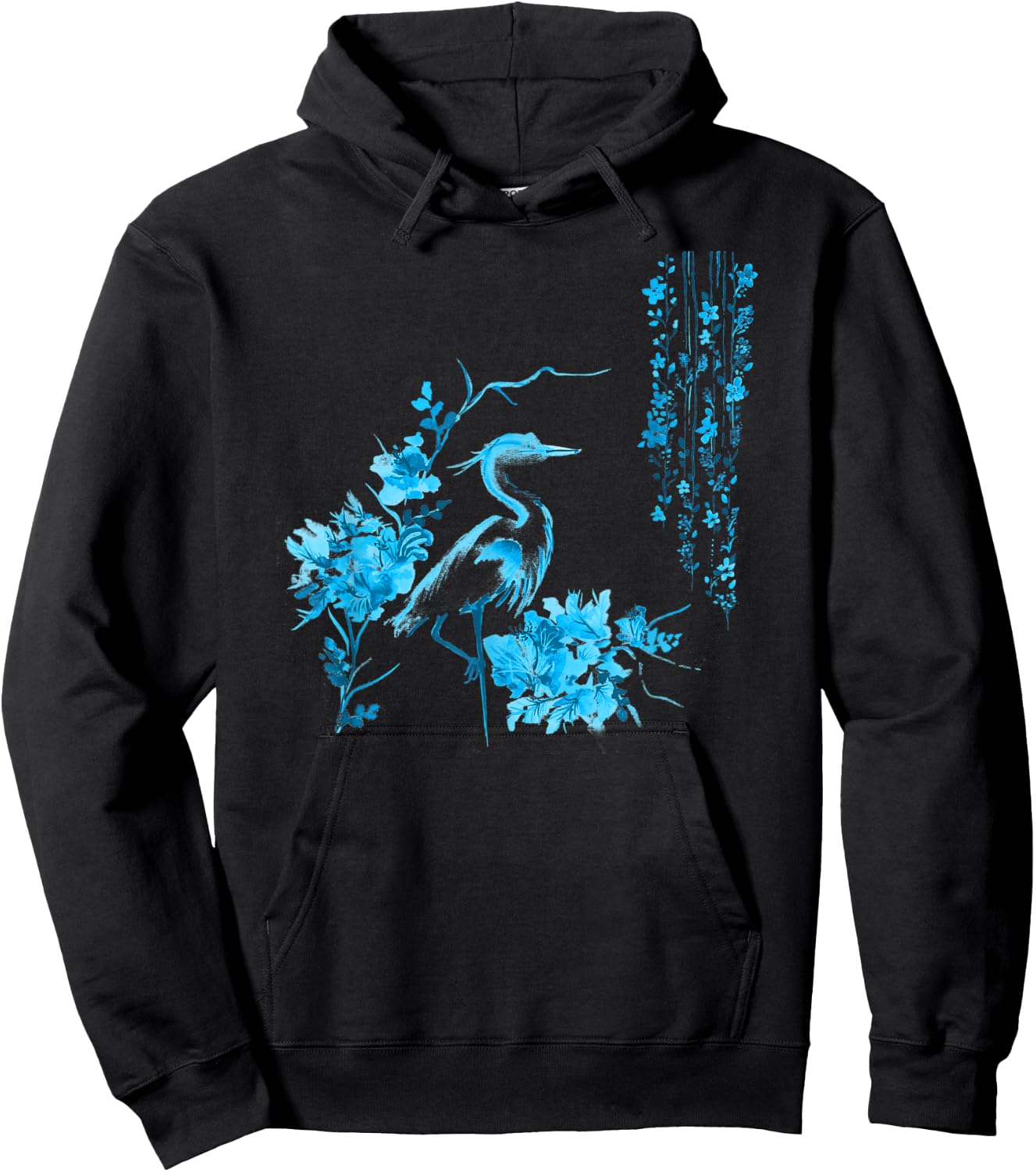 Japanese Art Crane Bird Fresh Garden Stylish Design Hoodie - Hoodie | Black
