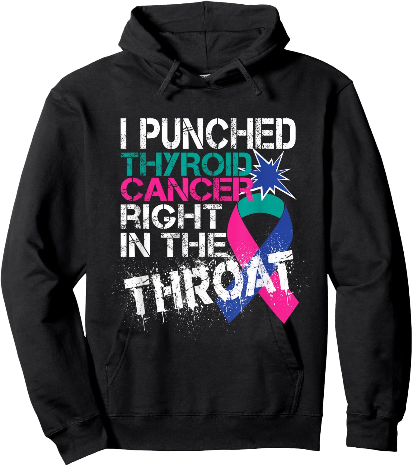Thyroid Cancer Survivor Awareness Punched In The Throat Gift Hoodie - Hoodie | Black