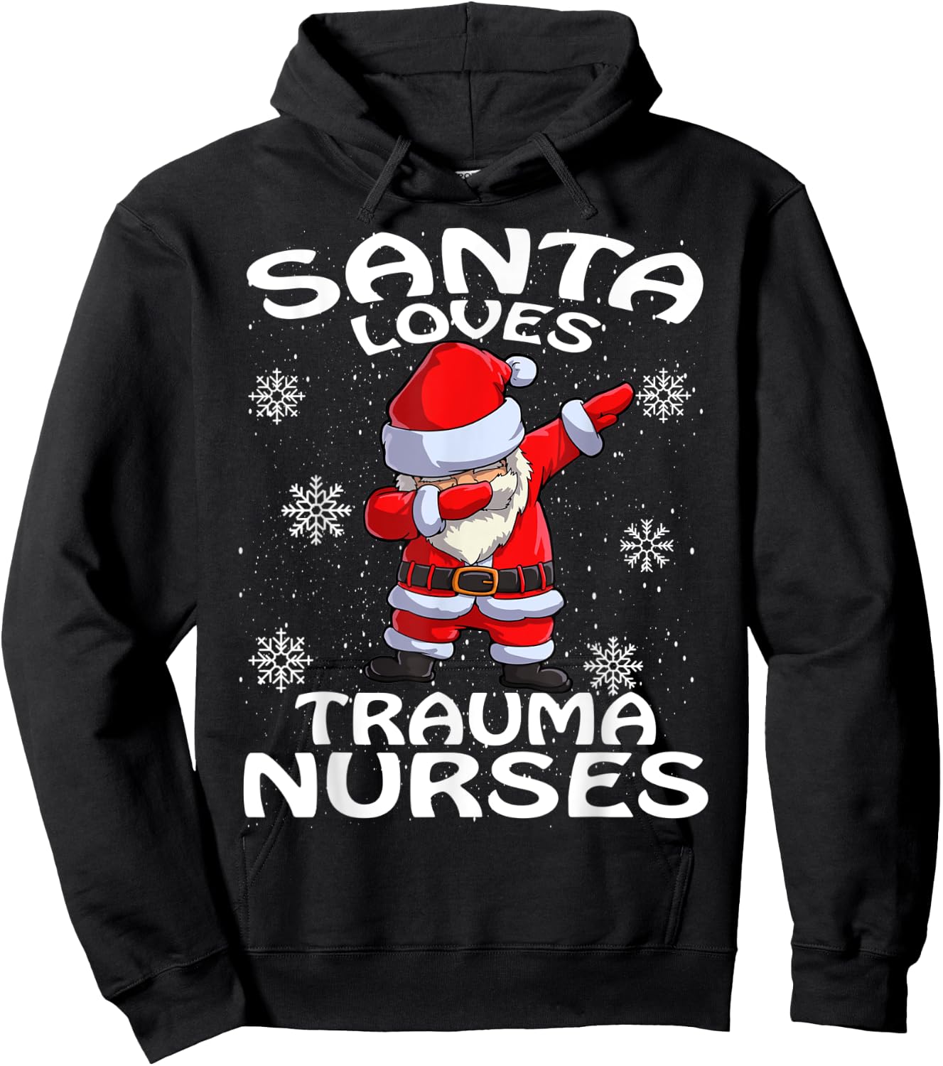 Santa Loves Trauma Nurses Funny Cute Nurse Christmas Hoodie - Hoodie | Black