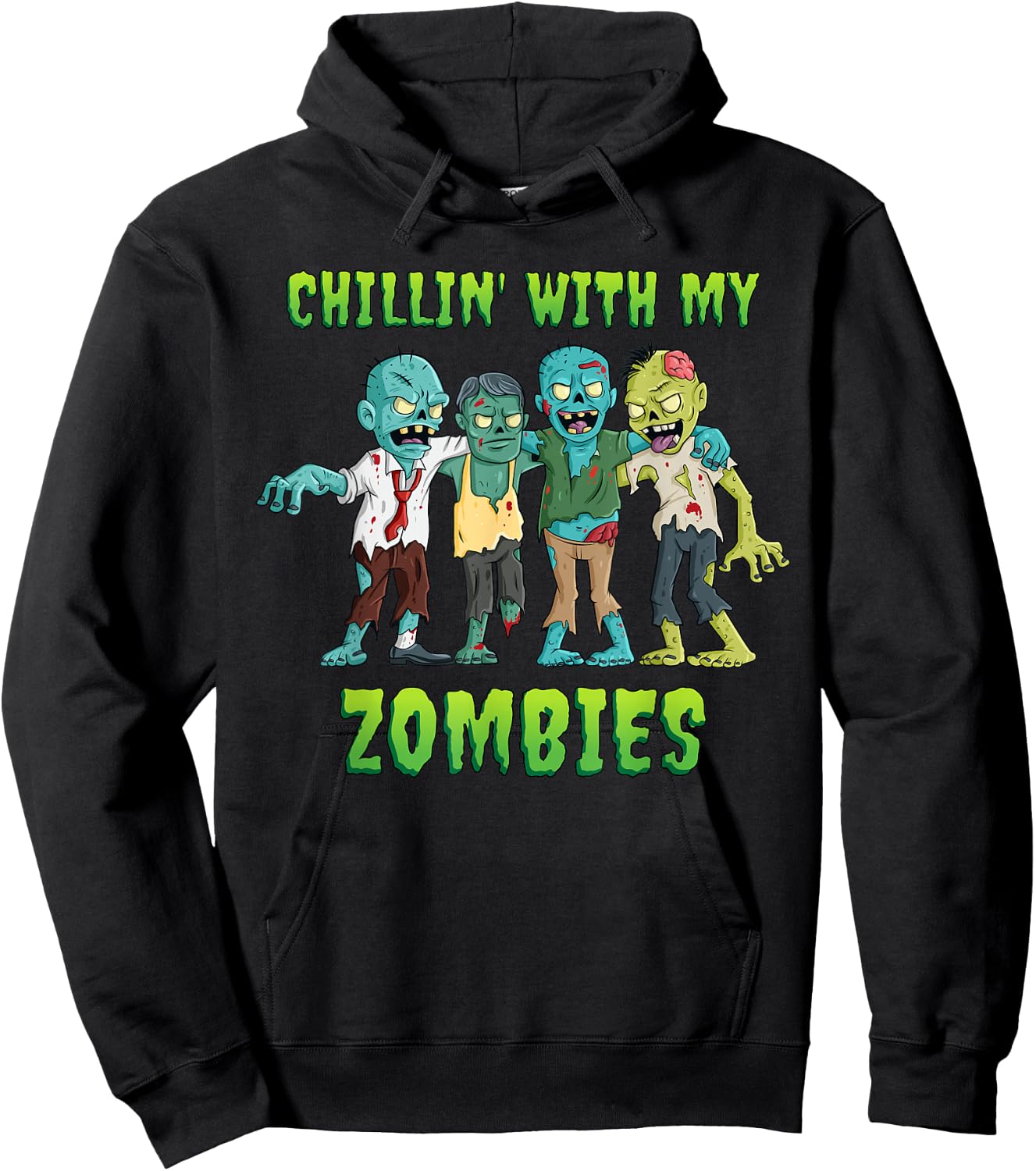 Chillin With My Zombies Halloween Boys Kids Funny Hoodie - Hoodie | Black