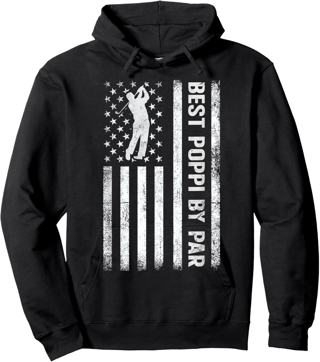Best Poppi By Par USA American Flag Funny Golf Fathers Day Hoodie - Hoodie | Black