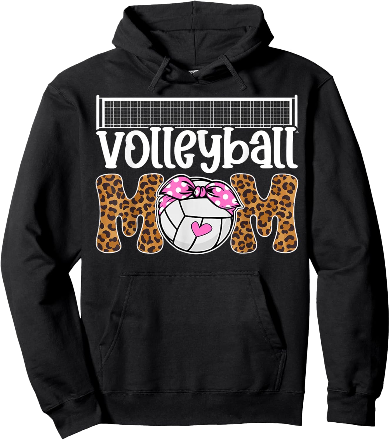 Volleyball Mom Of A Volleyball Player Mother Leopard Hoodie - Hoodie | Black