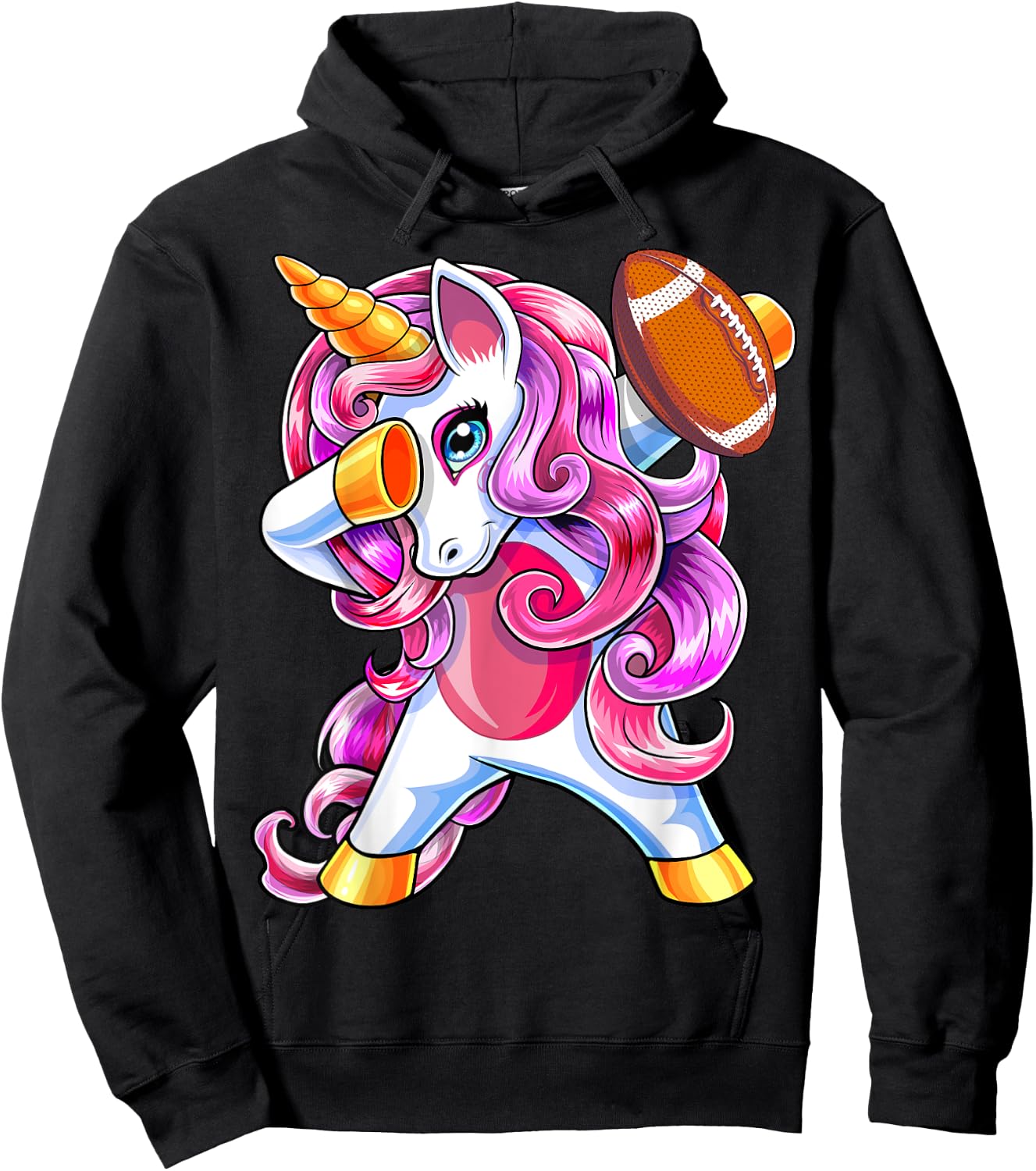 Dabbing Unicorn Football Shirt Unicorn Football Gift Girls Hoodie - Hoodie | Black