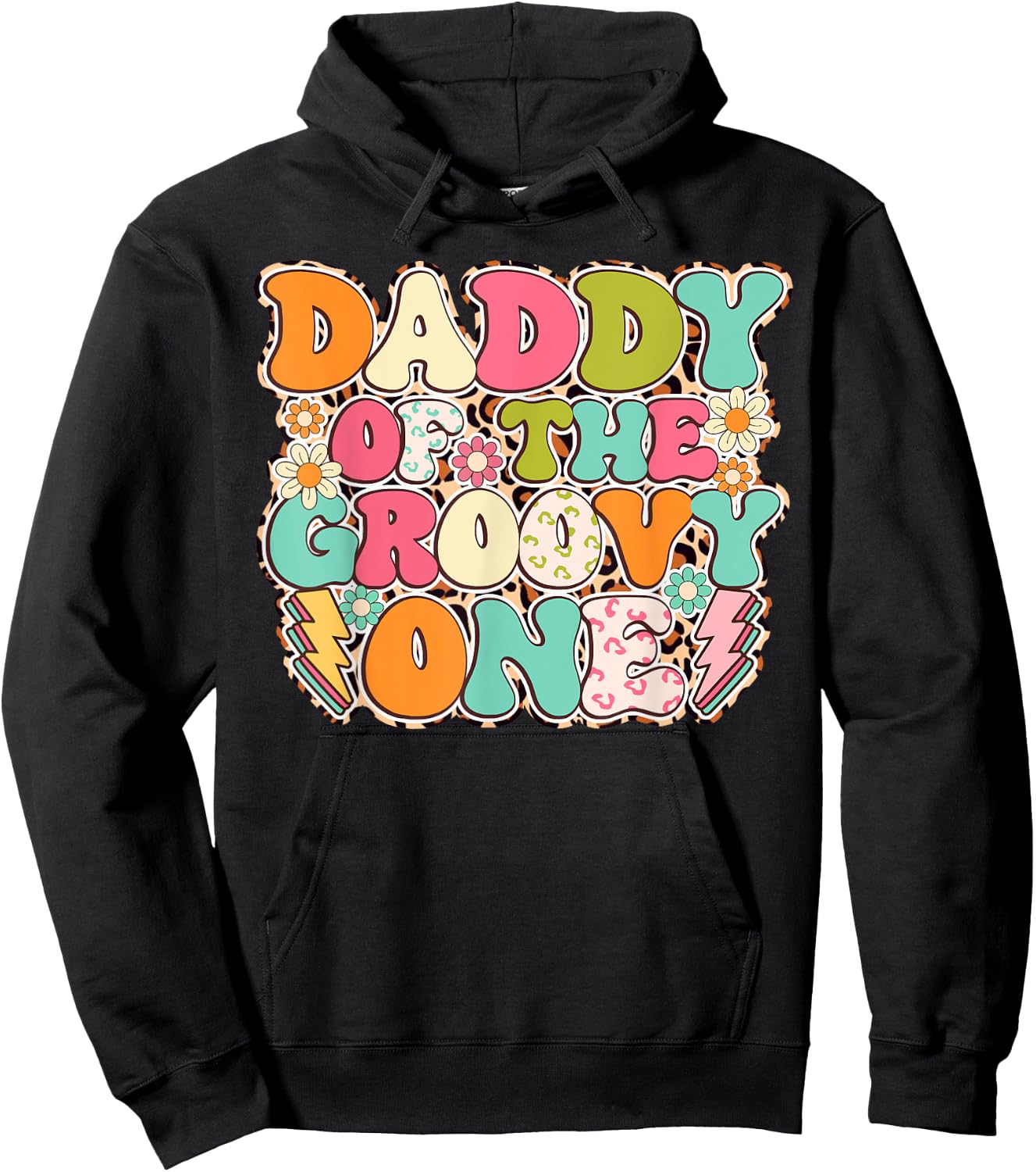 Retro Daddy of Groovy One Matching Family 1st Birthday Party Hoodie - Hoodie | Black