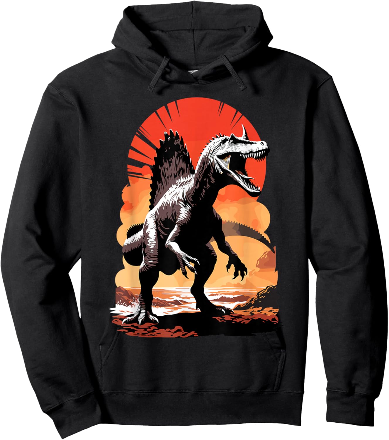 Spinosaurus Mirabilis Horned New Dinosaur Species Graphic Hoodie - Hoodie | Black