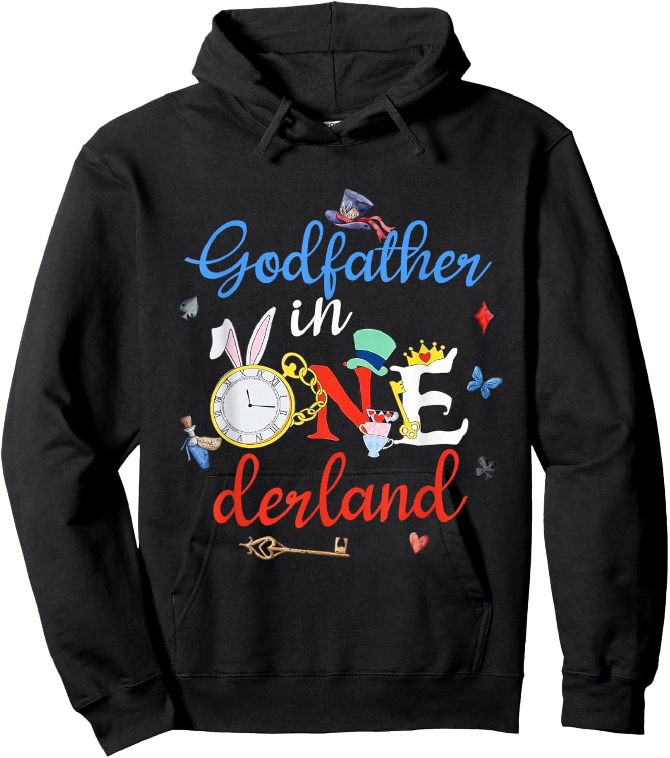 Godfather in ONEderland First Birthday Matching Family 1st Hoodie - Hoodie | Black