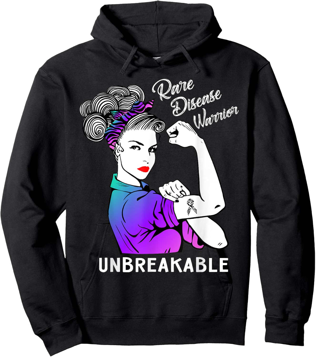Rare Disease Warrior Unbreakable Awareness Gift Hoodie - Hoodie | Black