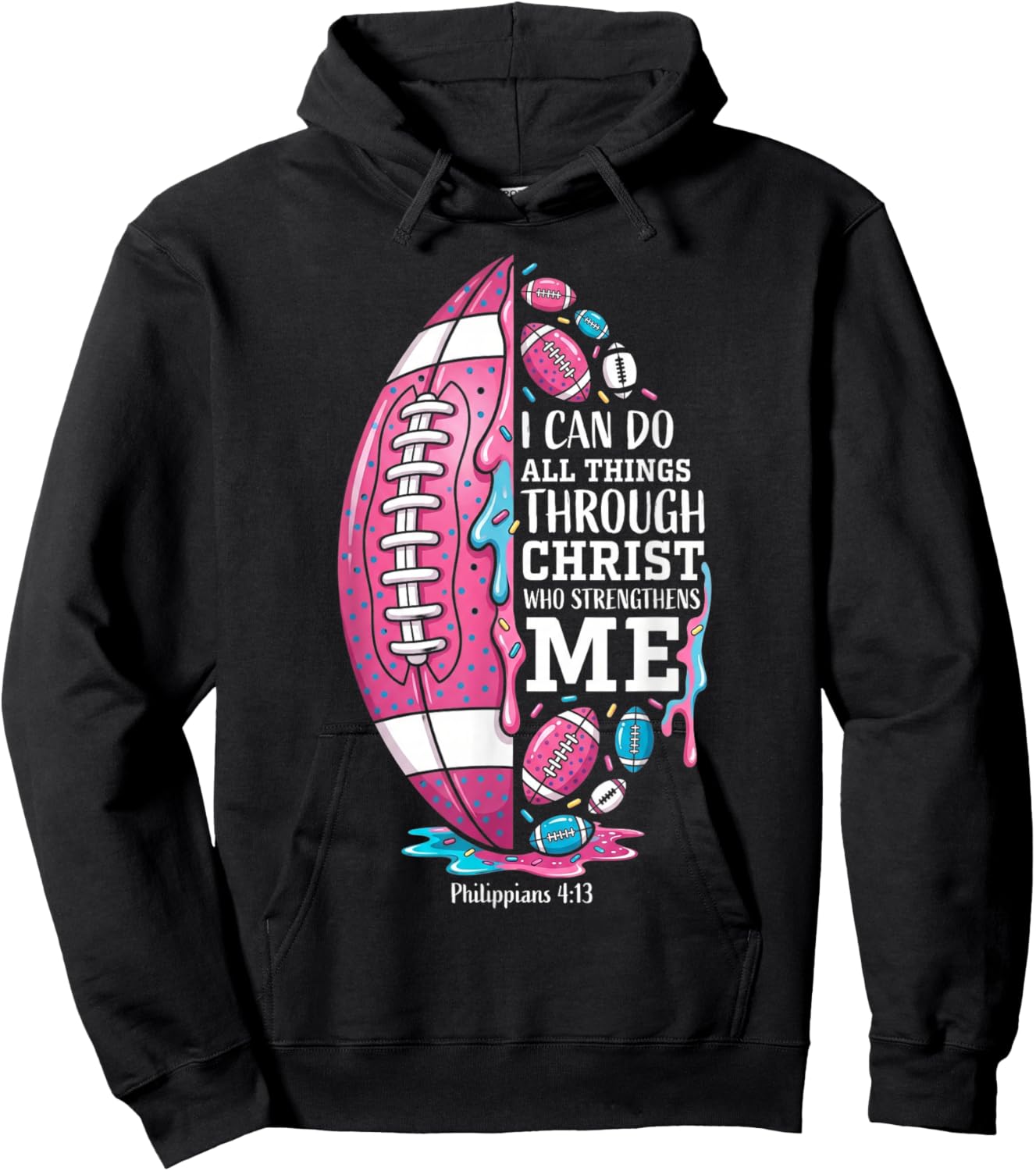 Christian Football Drip for Boys Ice Cream Drip Religious Hoodie - Hoodie | Black