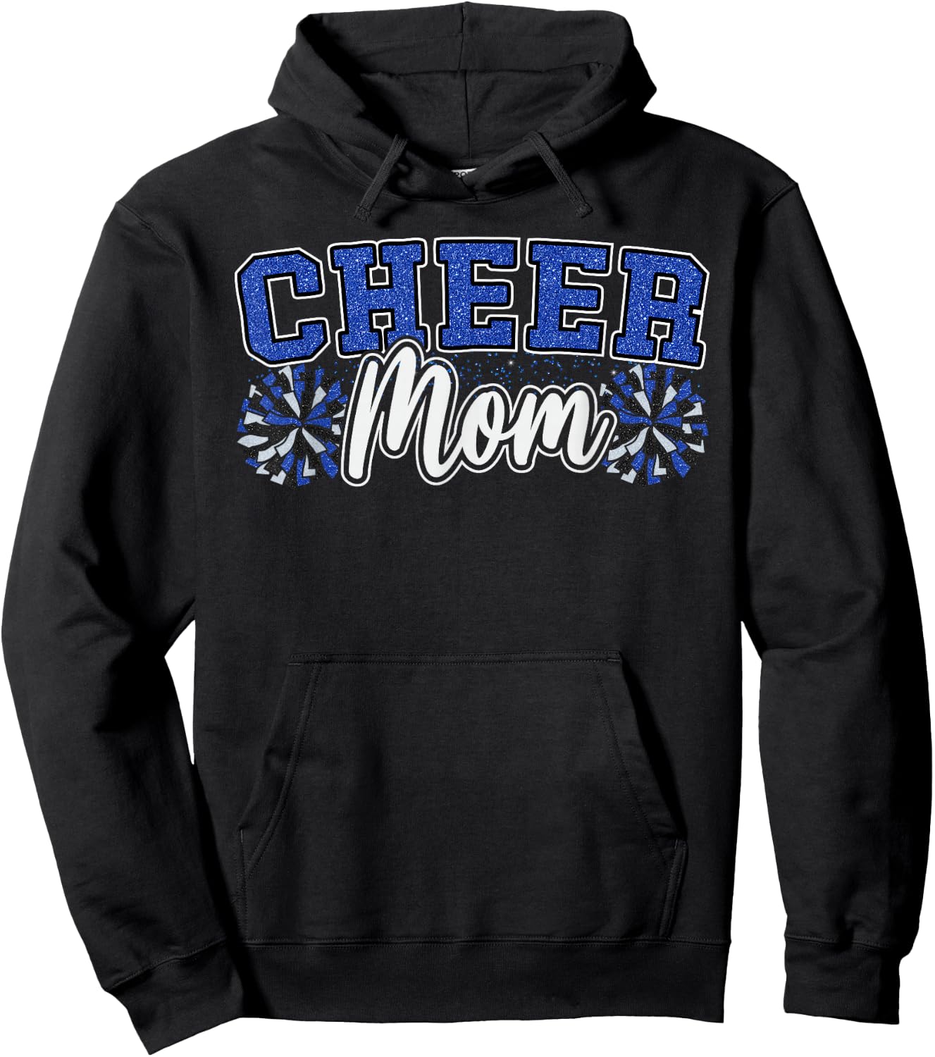 Funny Loud Proud Cheer Mom Mama Cheerleading Blue Black Pom Hoodie - Hoodie | Black