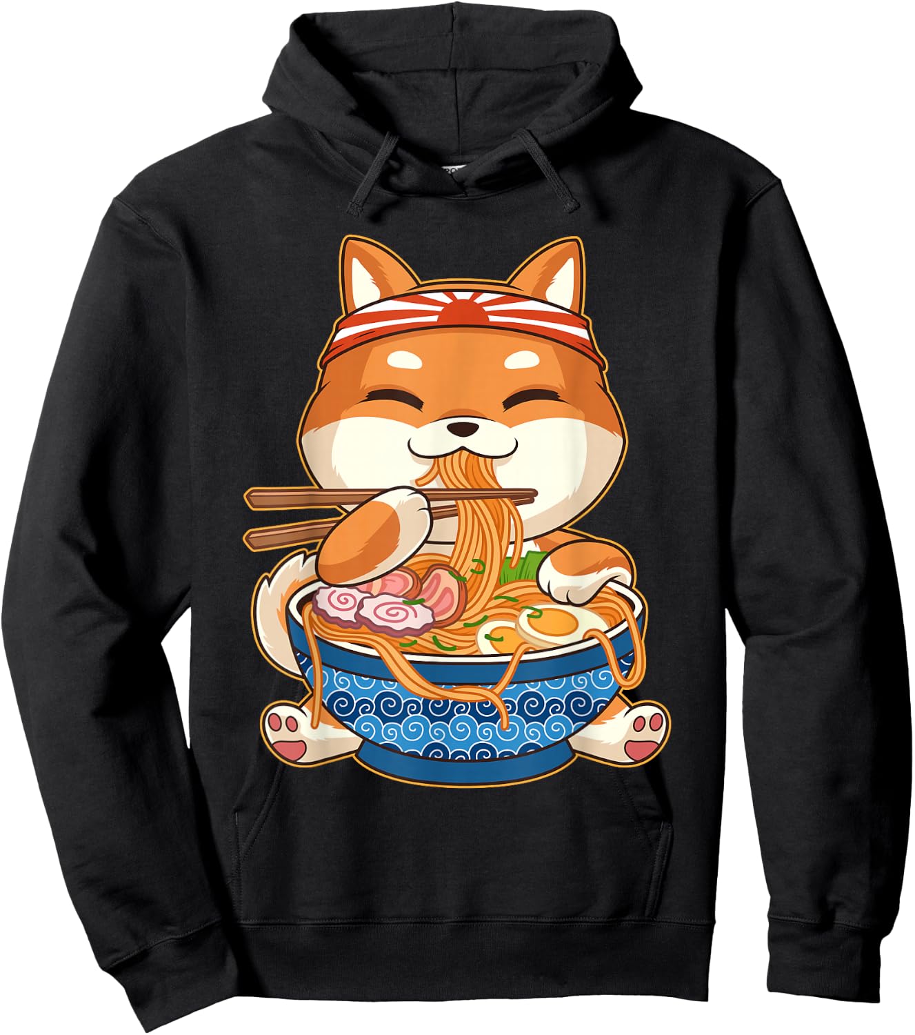 Kawaii Cute Anime Shiba Inu Dog Otaku Japanese Ramen Hoodie - Hoodie | Black