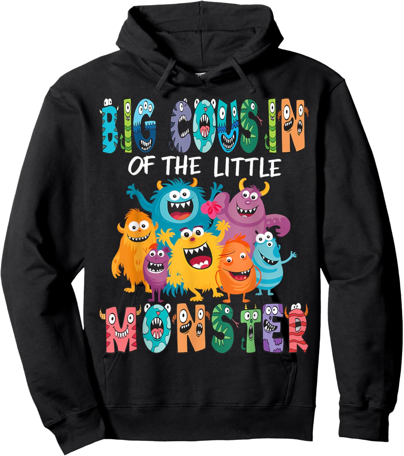 Big Cousin Of The Little Monster Kids 1St Birthday Party Hoodie - Hoodie | Black